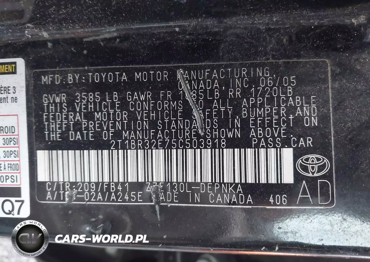 2005 Toyota Corolla Le VIN:2T1BR32E75C503918 - 9