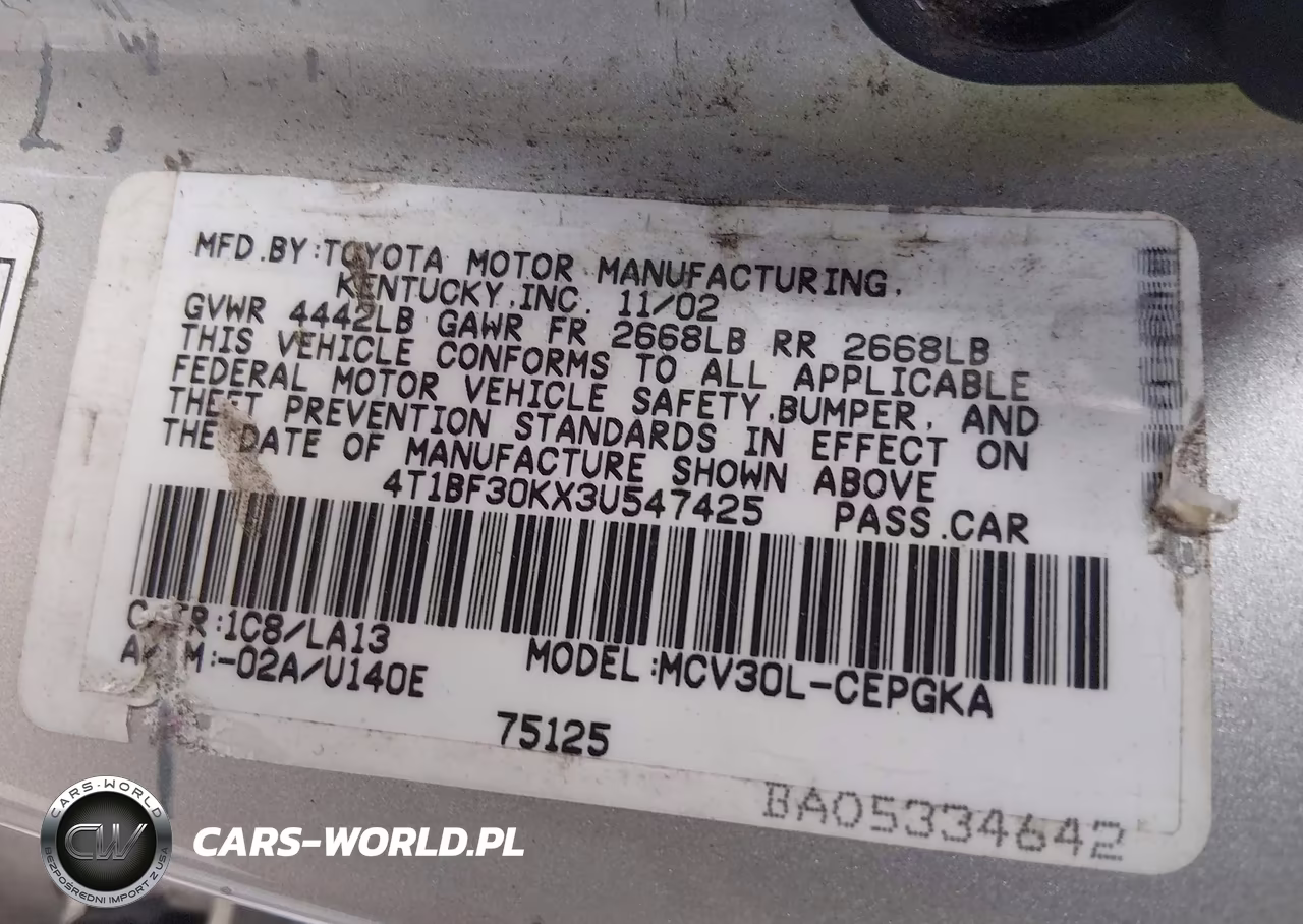 2003 Toyota Camry Xle VIN:4T1BF30KX3U547425 - 9