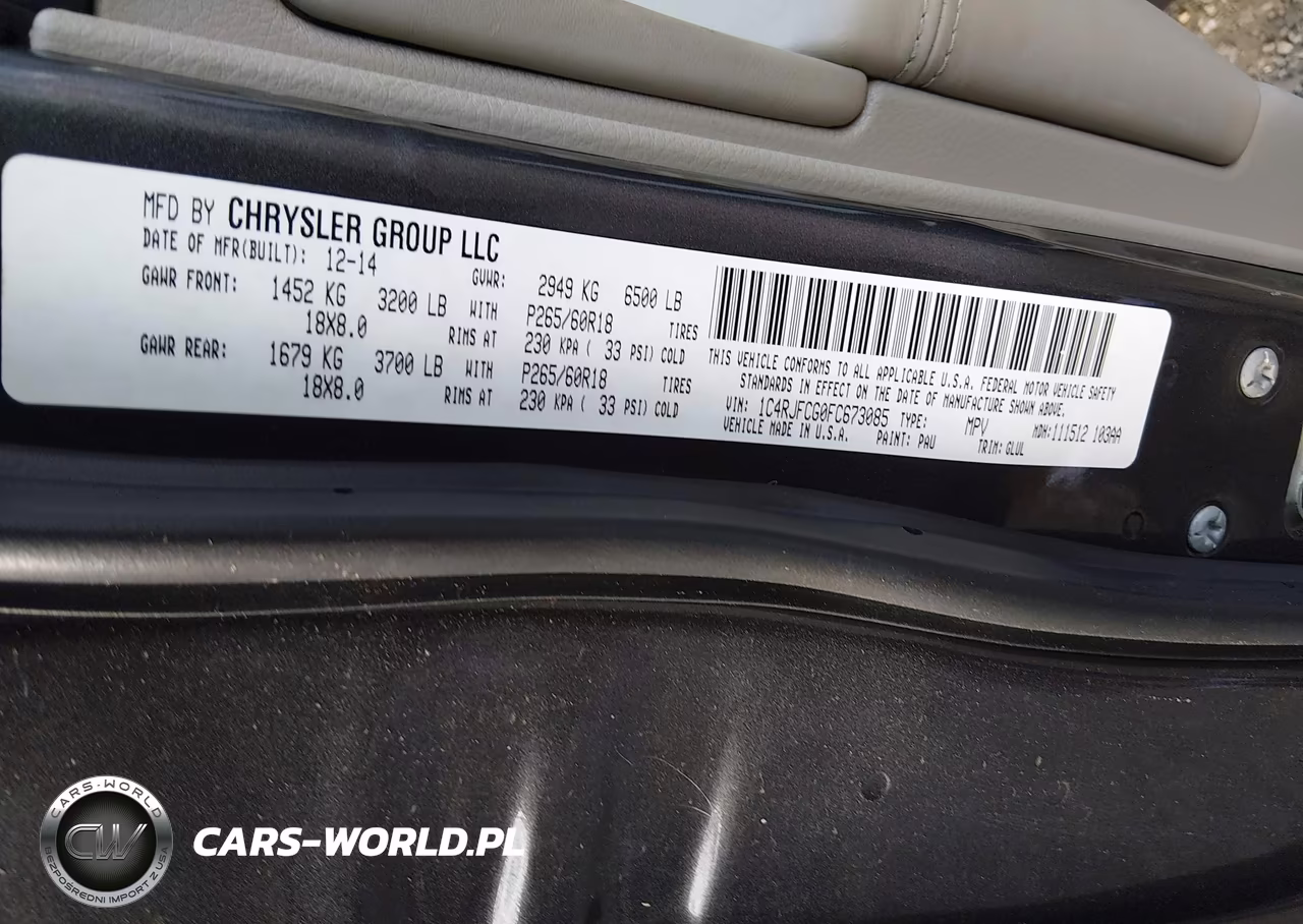 2015 Jeep Grand Cherokee Overland VIN:1C4RJFCG0FC673085 - 9