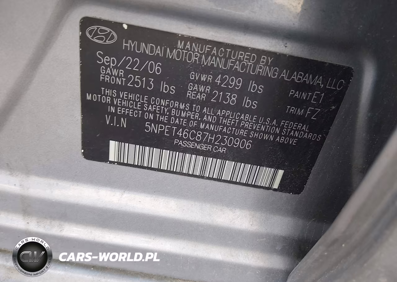 2007 Hyundai Sonata Gls-Gls W-Xm VIN:5NPET46C87H230906 - 9