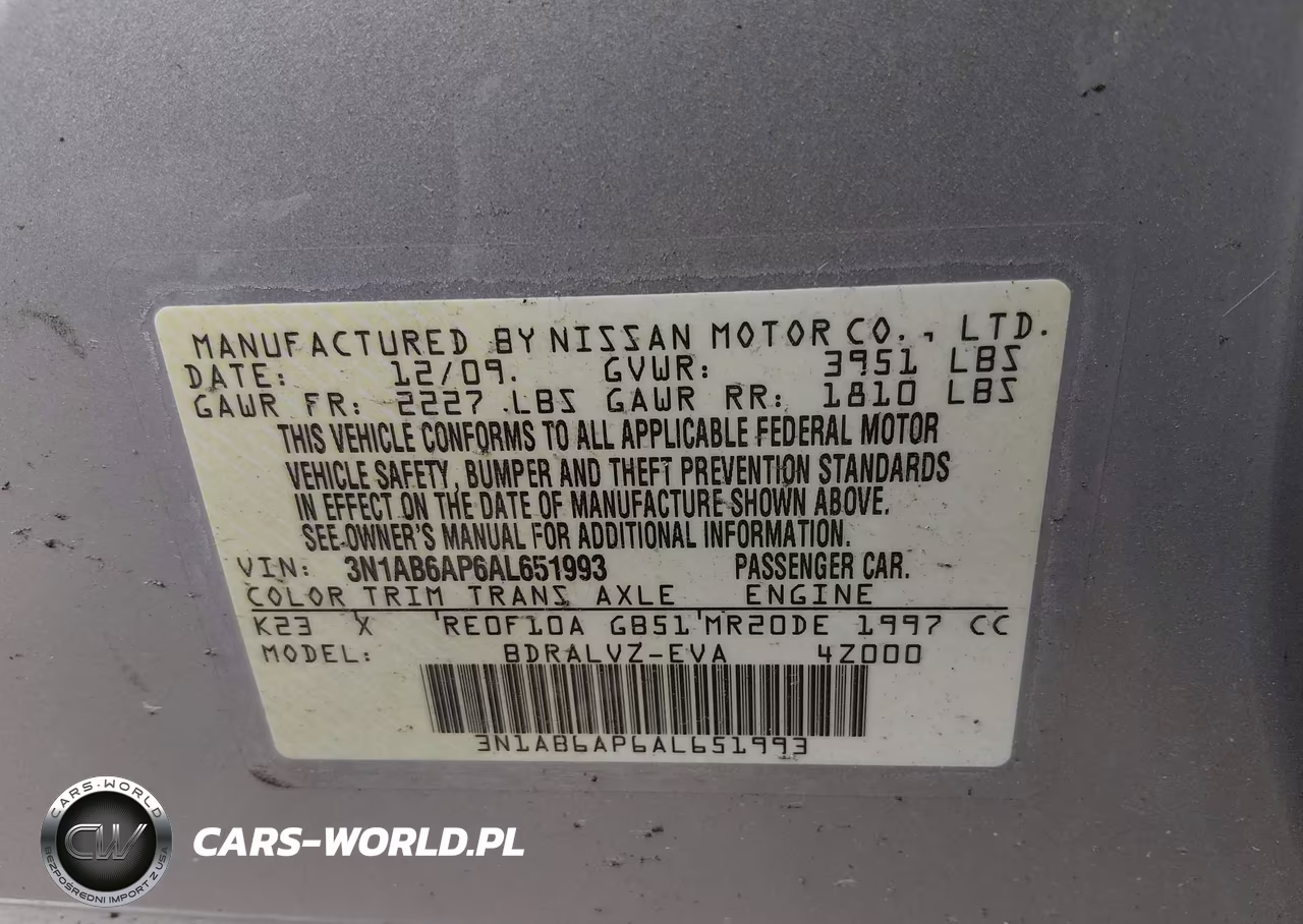 2010 Nissan Sentra 2.0Sl VIN:3N1AB6AP6AL651993 - 9