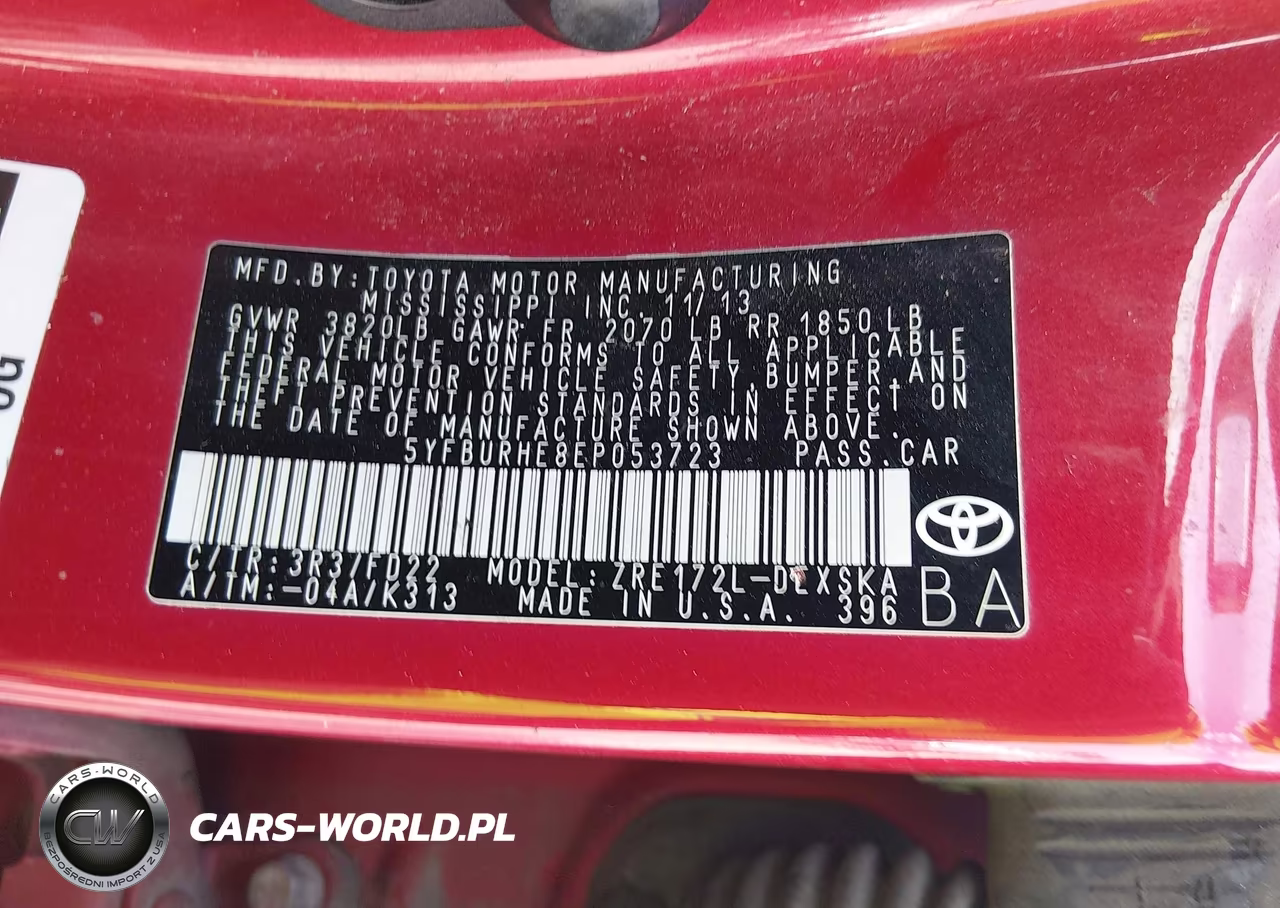 2014 Toyota Corolla S VIN:5YFBURHE8EP053723 - 9