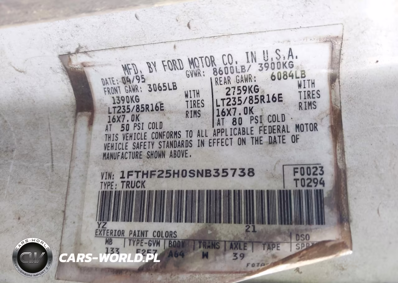 1995 Ford F250 VIN:1FTHF25H0SNB35738 - 9