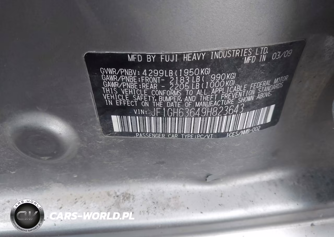 2009 Subaru Impreza Outback Sport VIN:JF1GH63649H823643 - 9