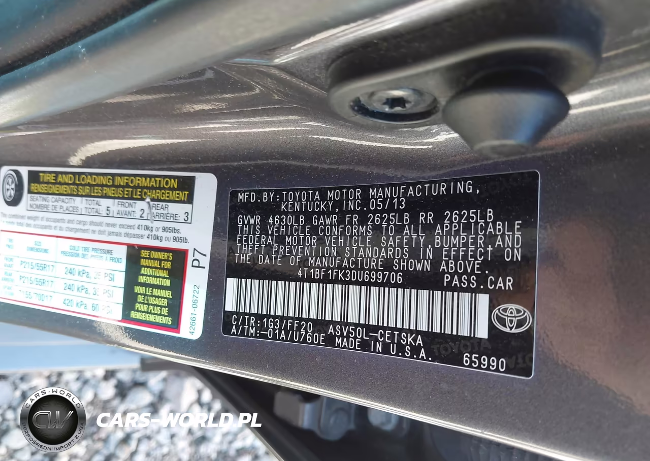 2013 Toyota Camry Se VIN:4T1BF1FK3DU699706 - 9