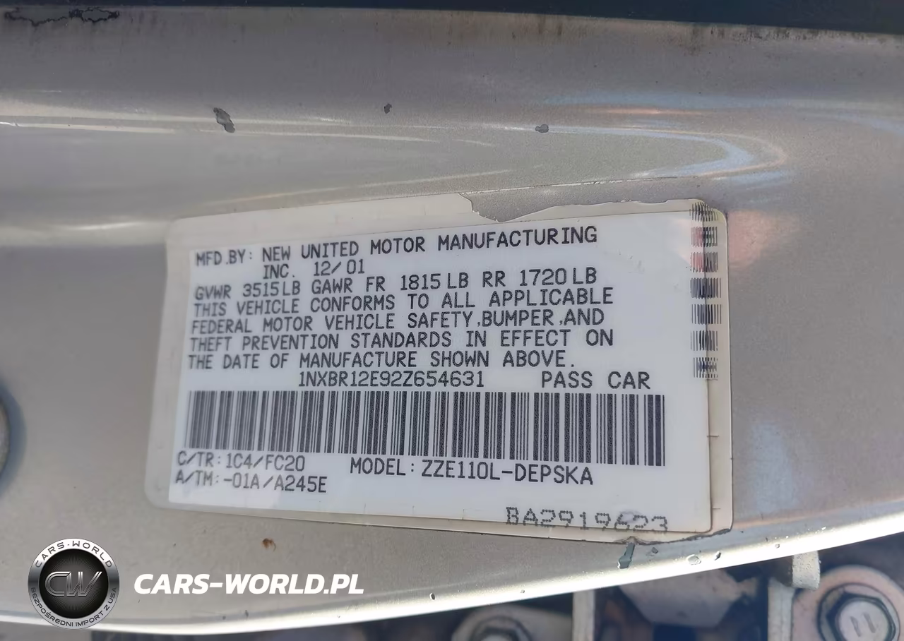 2002 Toyota Corolla S VIN:1NXBR12E92Z654631 - 9
