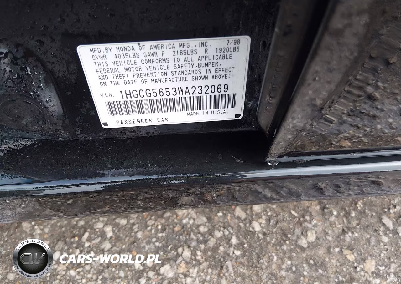 1998 Honda Accord Ex VIN:1HGCG5653WA232069 - 9