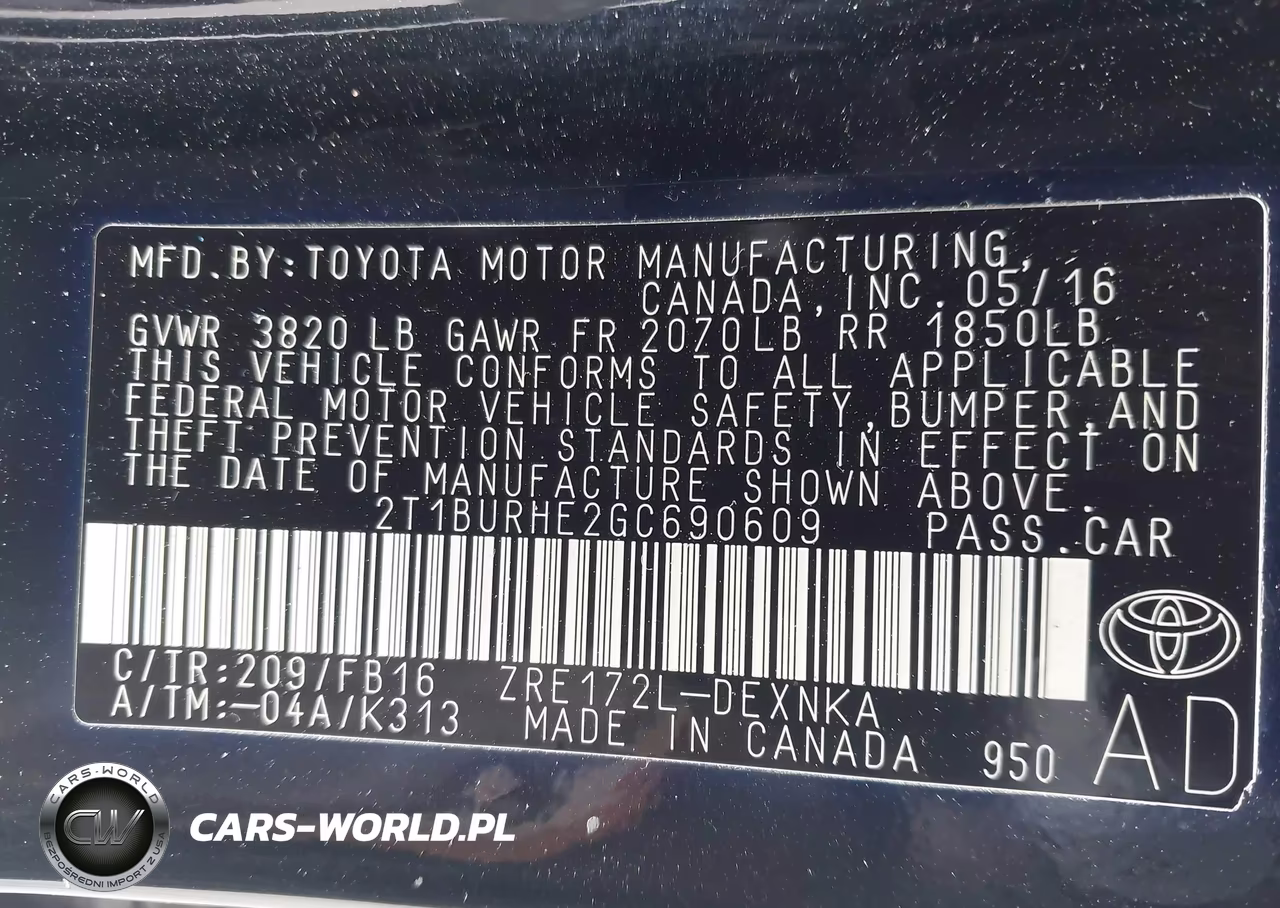 2016 Toyota Corolla Le VIN:2T1BURHE2GC690609 - 9