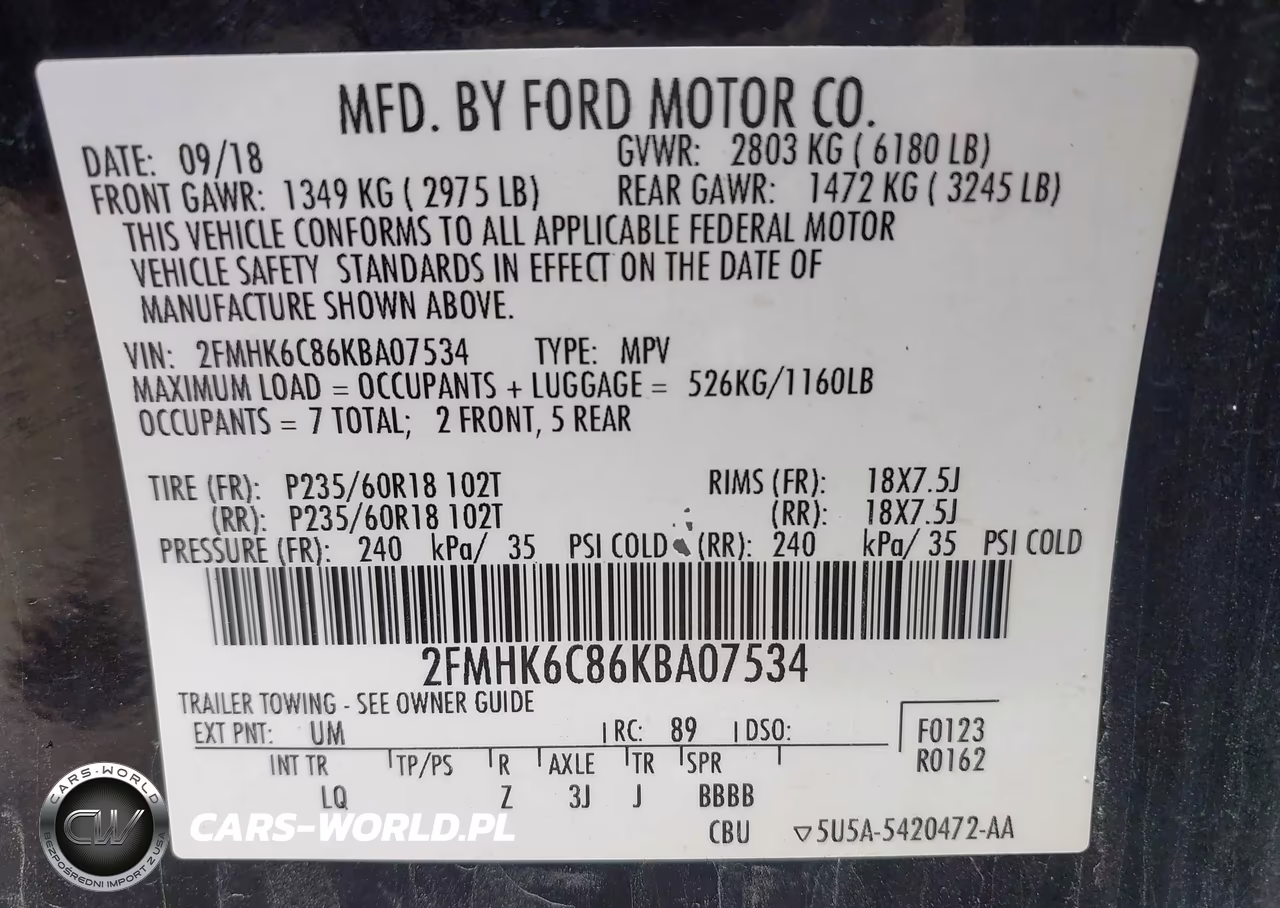 2019 Ford Flex Sel VIN:2FMHK6C86KBA07534 - 9