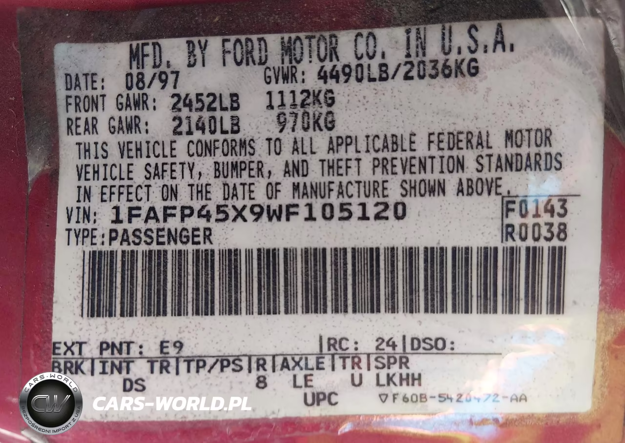 1998 Ford Mustang Gt VIN:1FAFP45X9WF105120 - 9