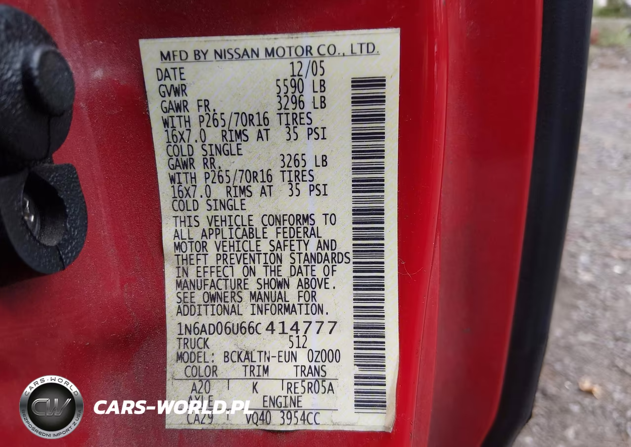 2006 Nissan Frontier Se VIN:1N6AD06U66C414777 - 9
