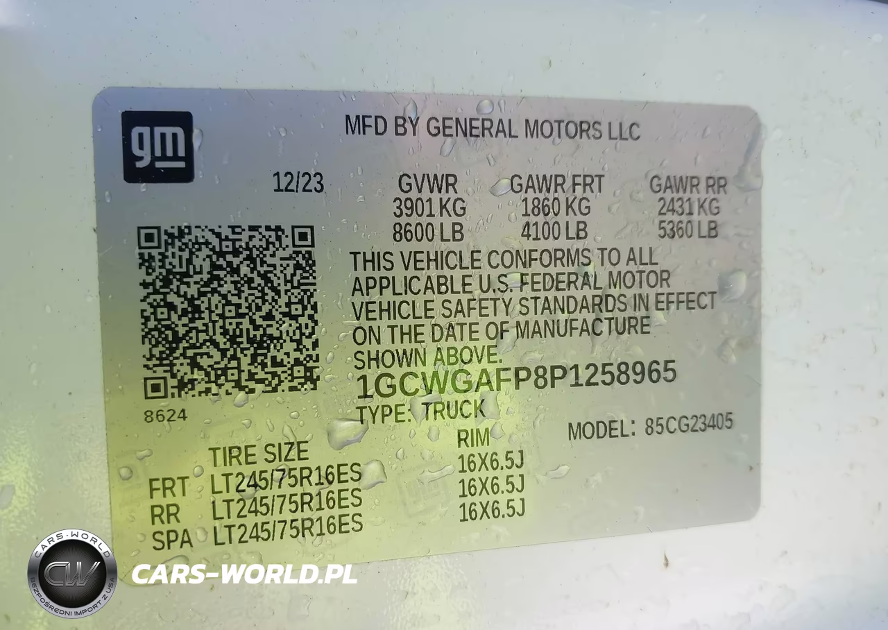 2023 Chevrolet Express Cargo Rwd 2500 Regular Wheelbase Wt VIN:1GCWGAFP8P1258965 - 9