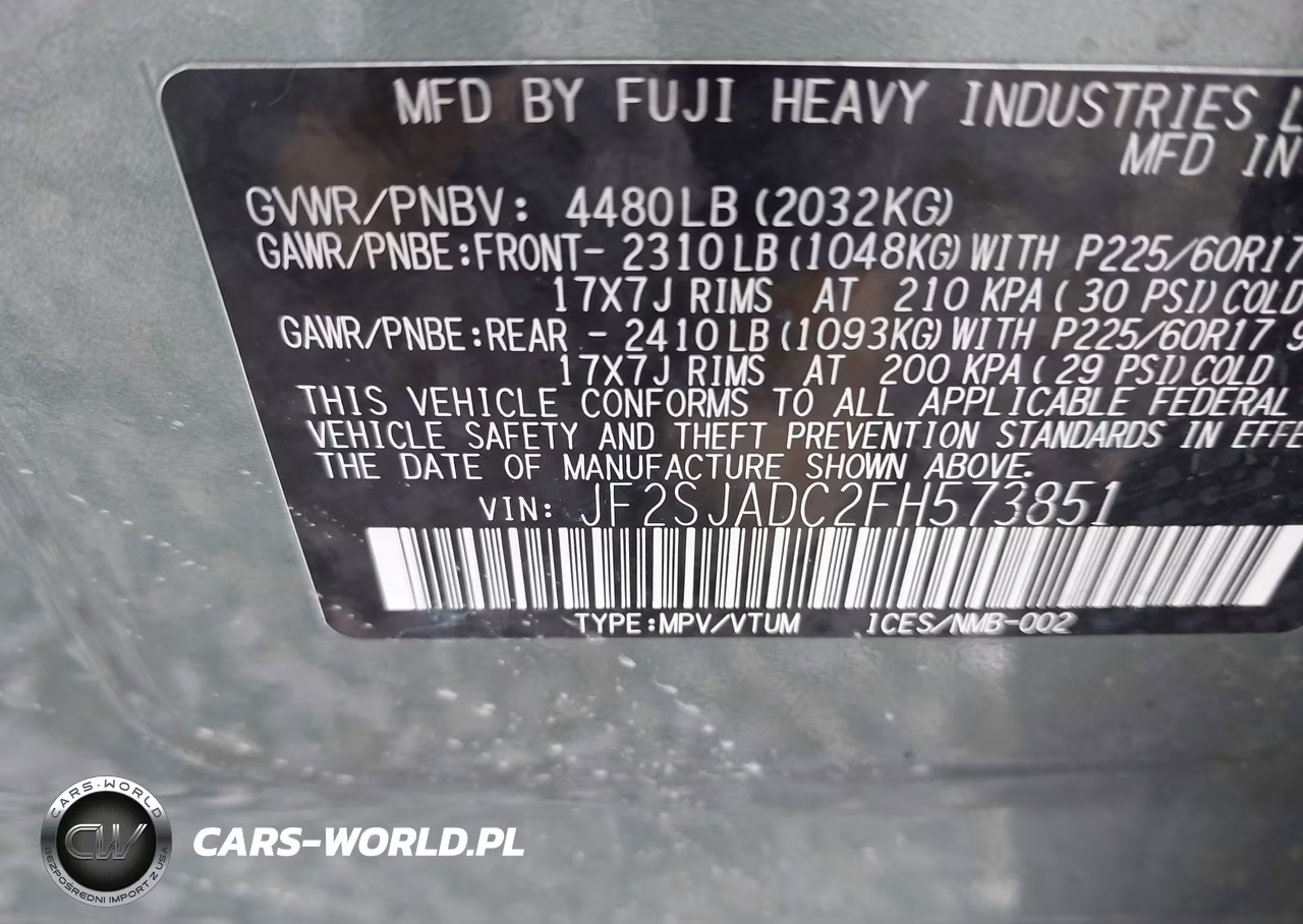 2015 Subaru Forester 2.5I Premium VIN:JF2SJADC2FH573851 - 9