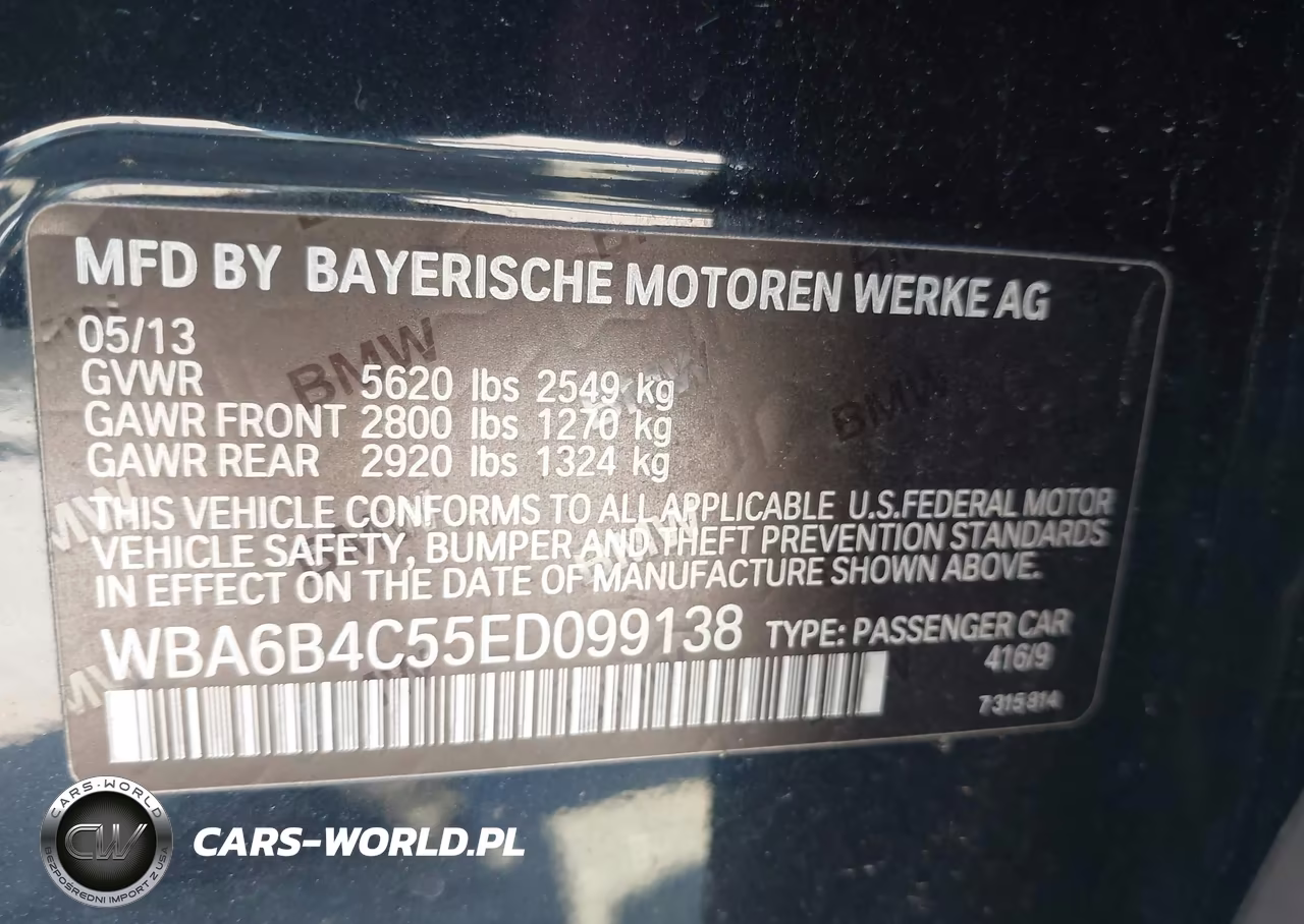 2014 BMW 650I Gran Coupe xDrive VIN:WBA6B4C55ED099138 - 9