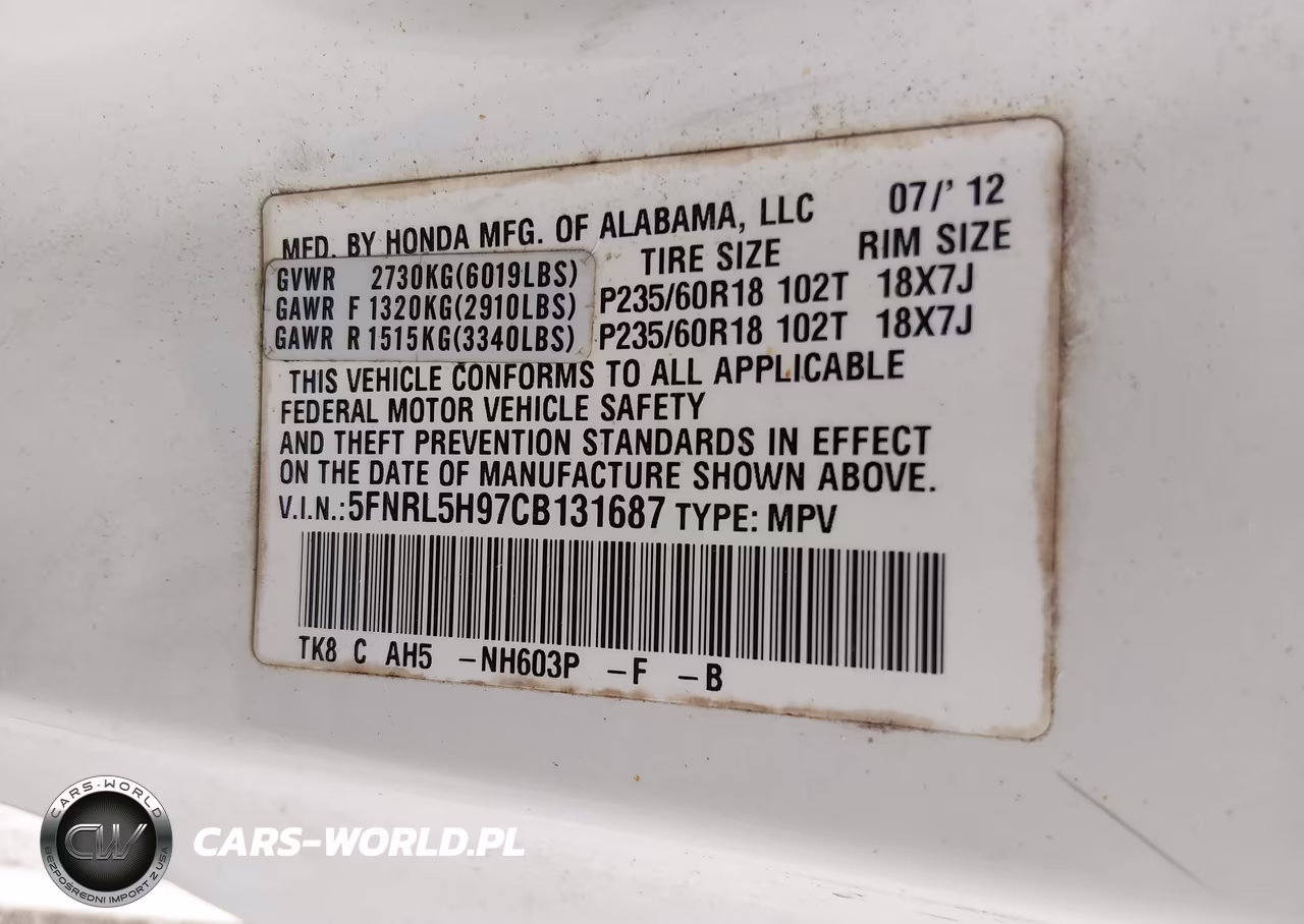 2012 Honda Odyssey Touring-Touring Elite VIN:5FNRL5H97CB131687 - 9