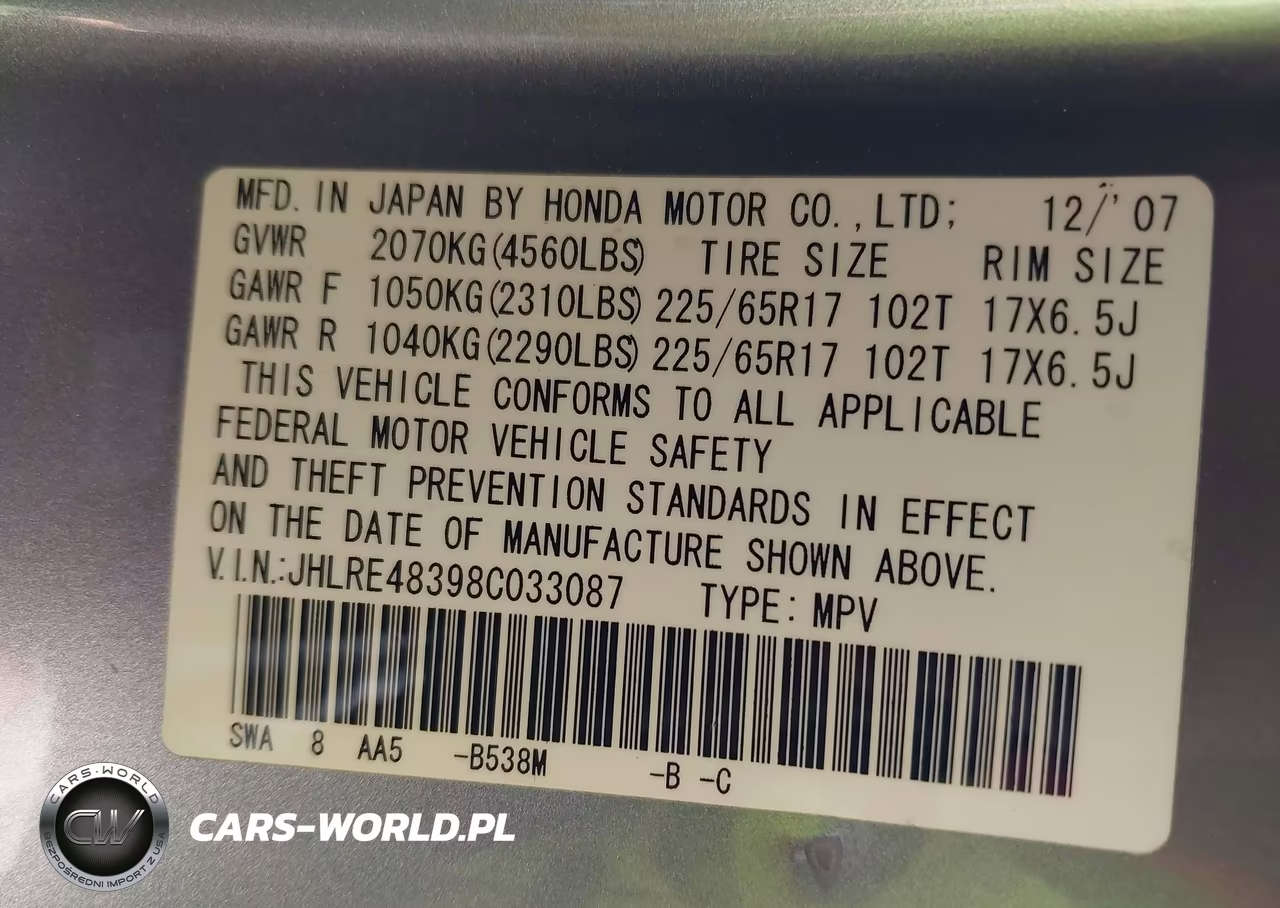 2008 Honda Cr-V Lx VIN:JHLRE48398C033087 - 9