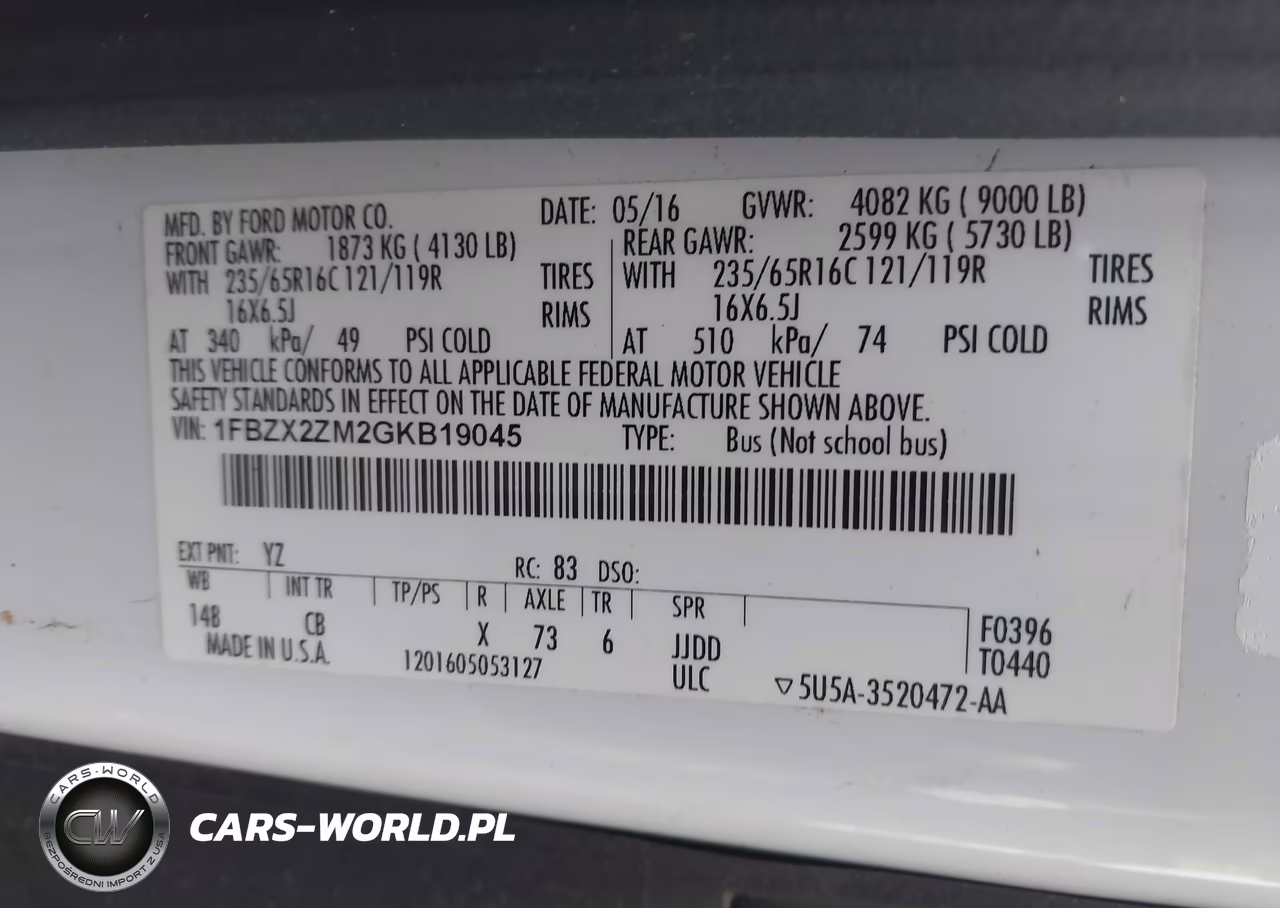 2016 Ford Transit-350 Xl VIN:1FBZX2ZM2GKB19045 - 9