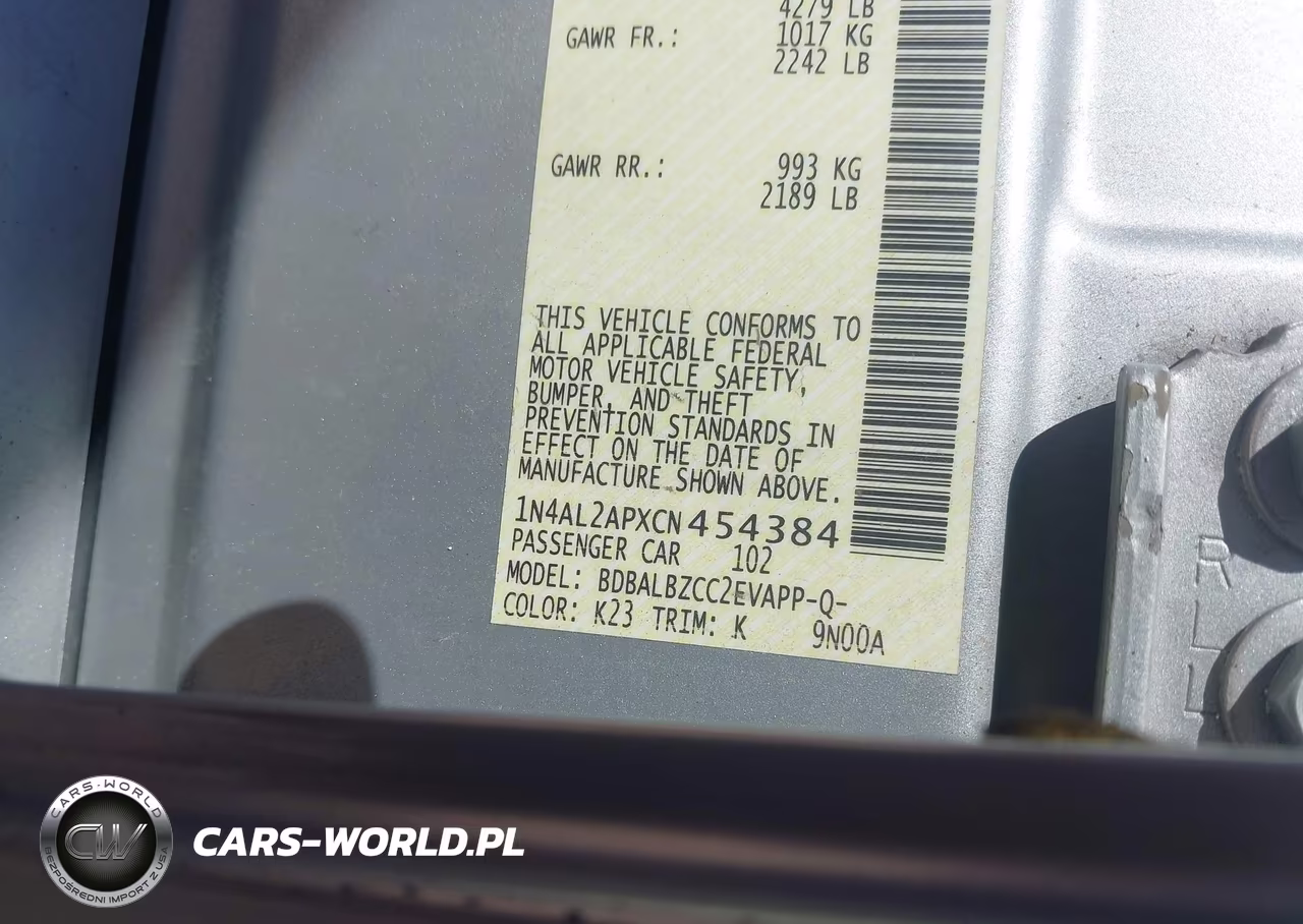 2012 Nissan Altima 2.5 S VIN:1N4AL2APXCN454384 - 9