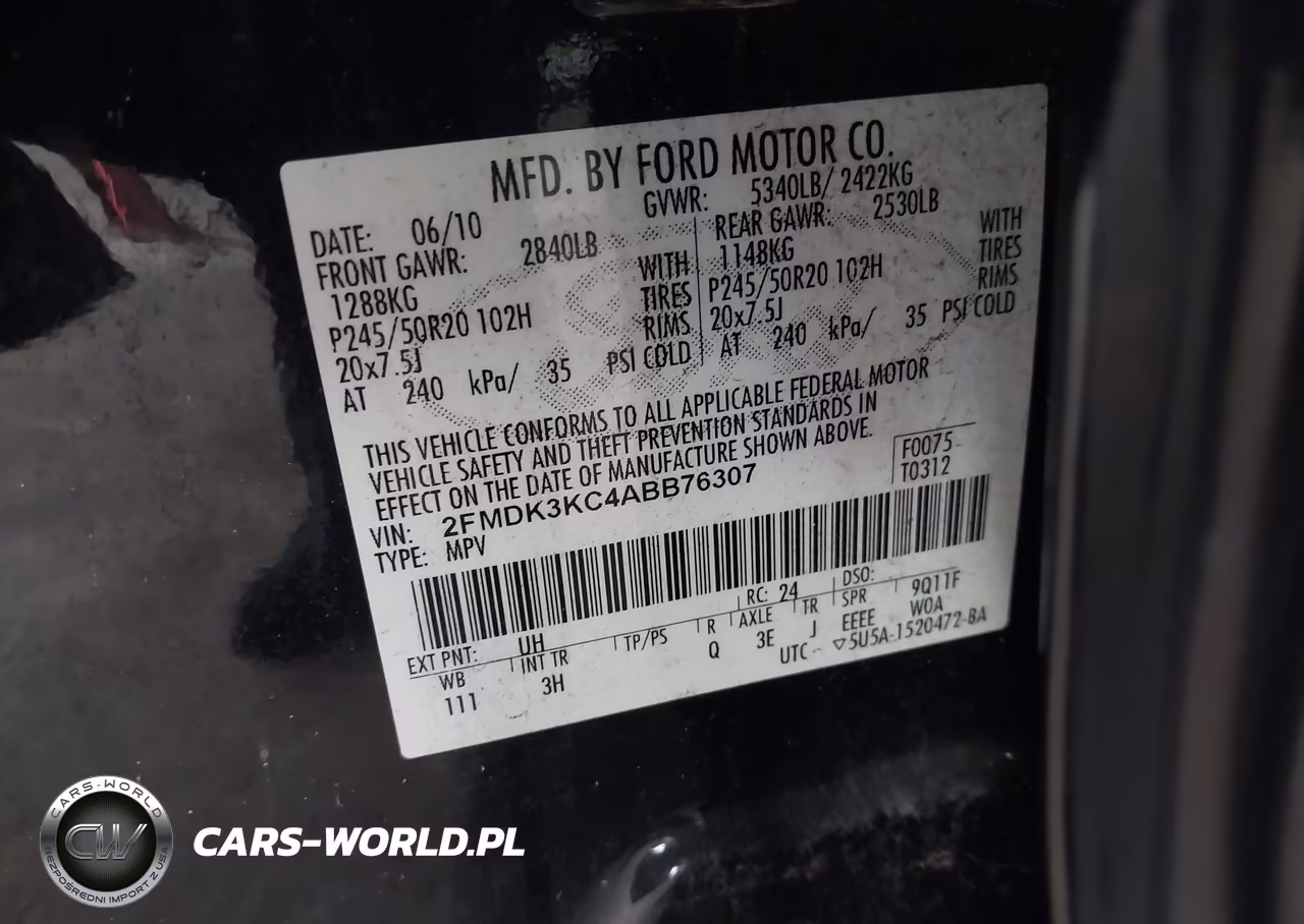 2010 Ford Edge Limited VIN:2FMDK3KC4ABB76307 - 9