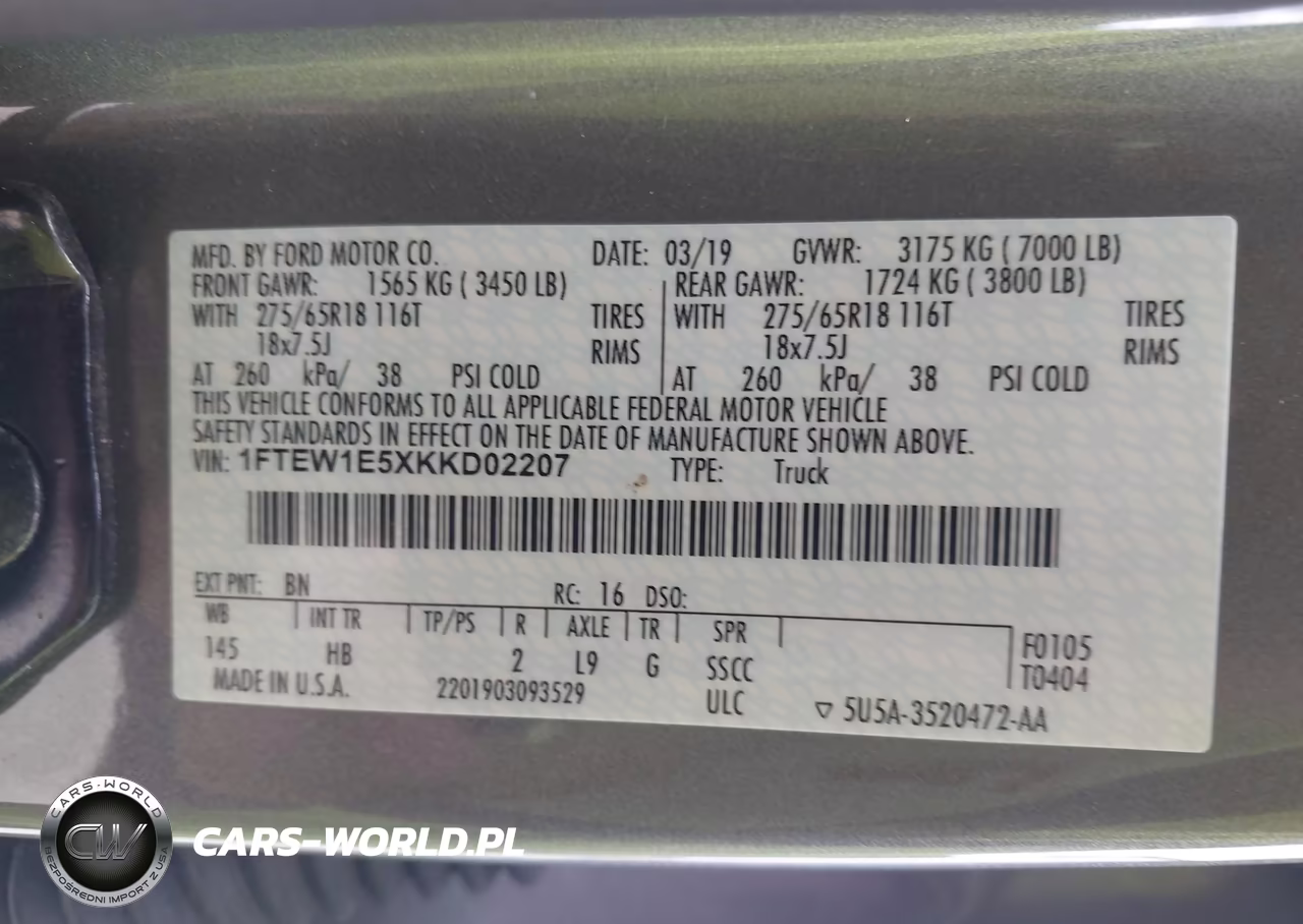2019 Ford F-150 Lariat VIN:1FTEW1E5XKKD02207 - 9