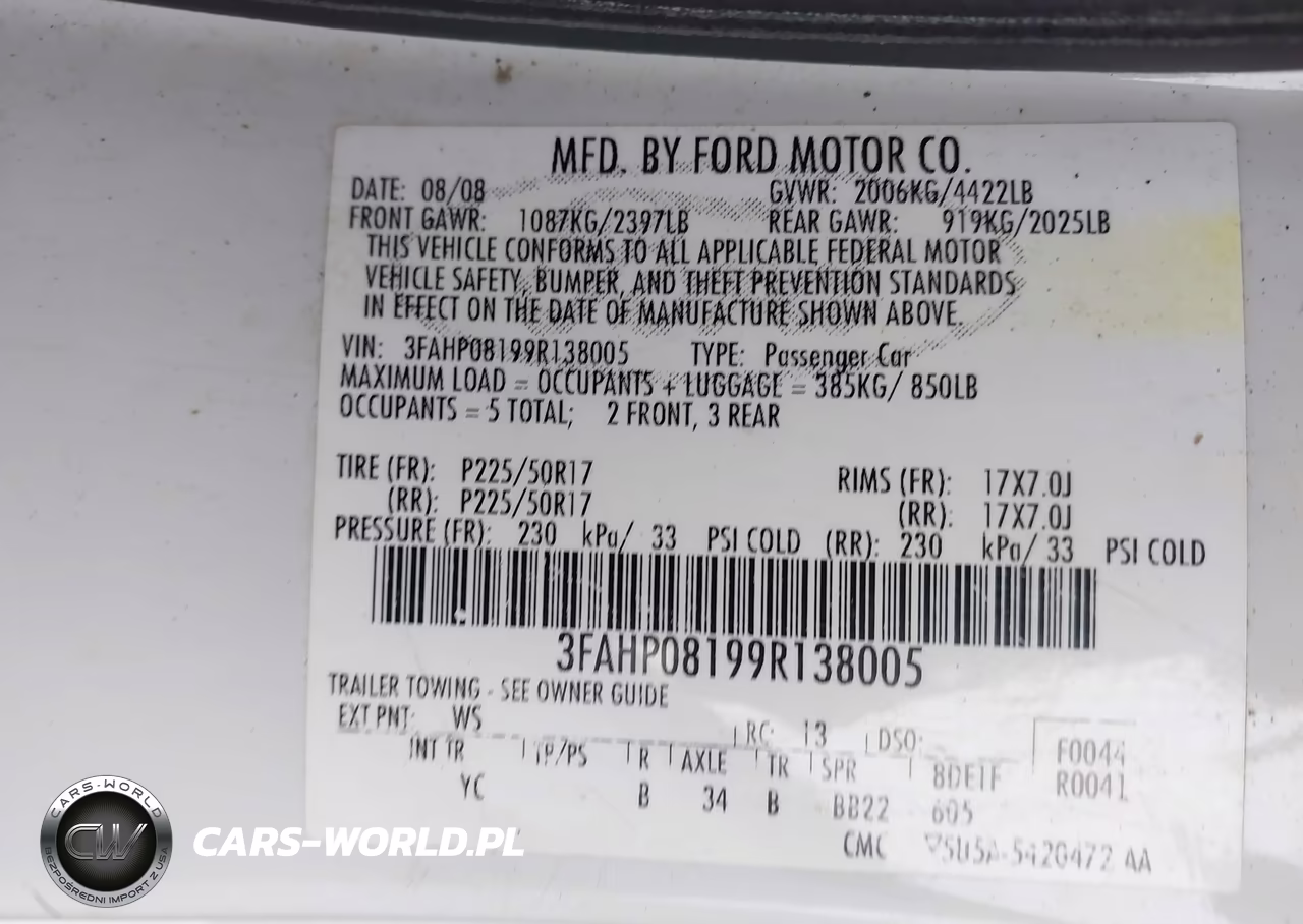 2009 Ford Fusion Sel VIN:3FAHP08199R138005 - 9