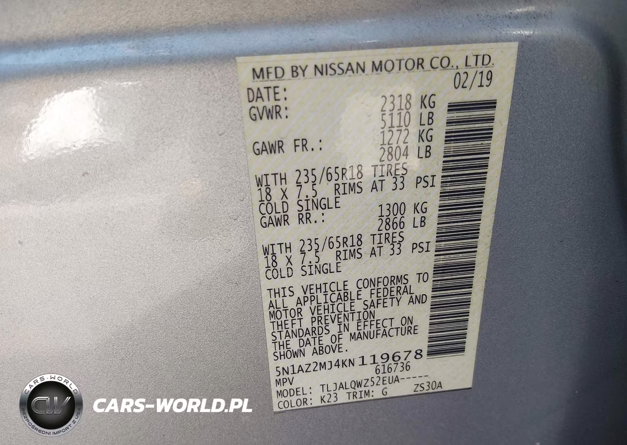 2019 Nissan Murano Sv VIN:5N1AZ2MJ4KN119678 - 9
