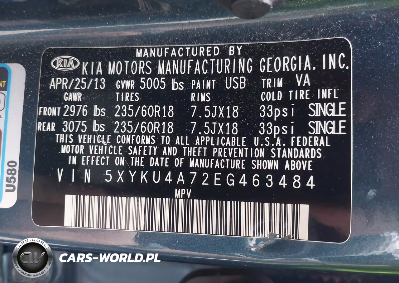 2014 Kia Sorento Ex V6 VIN:5XYKU4A72EG463484 - 9