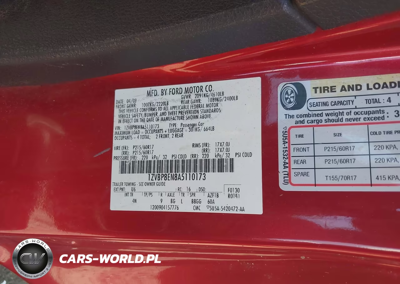 2010 Ford Mustang V6 Premium VIN:1ZVBP8EN8A5110173 - 9