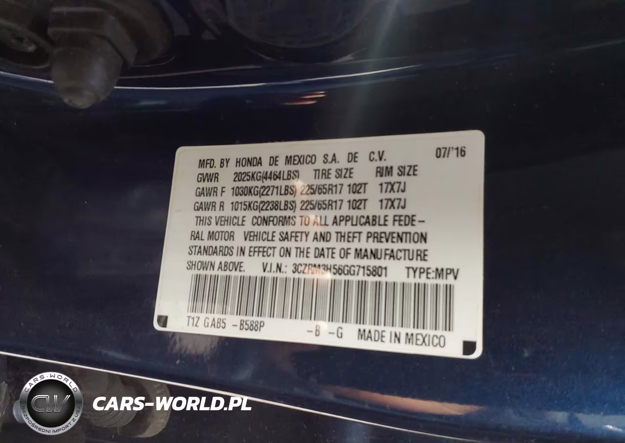 2016 Honda Cr-V Ex VIN:3CZRM3H56GG715801 - 9