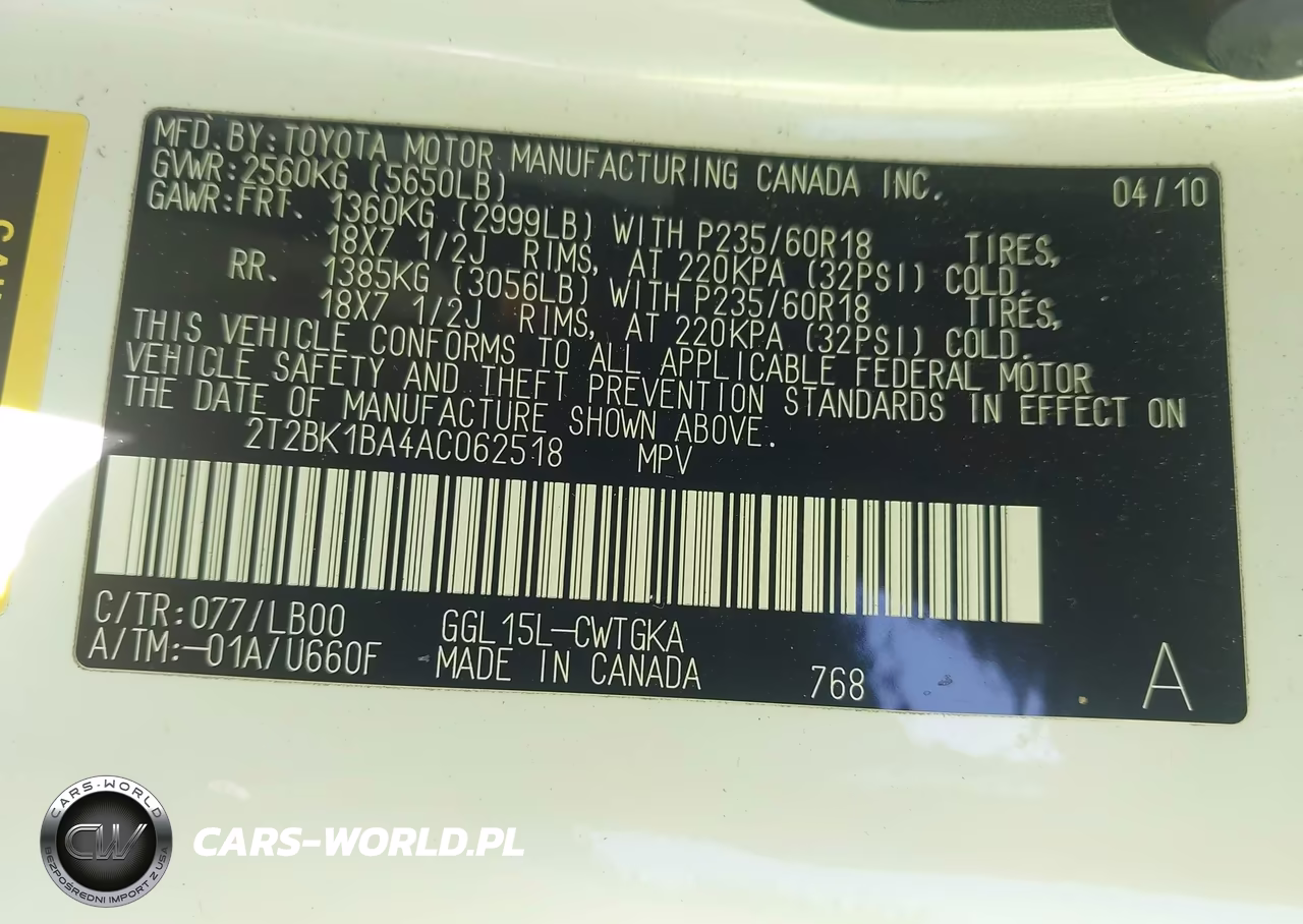 2010 Lexus Rx 350 VIN:2T2BK1BA4AC062518 - 9