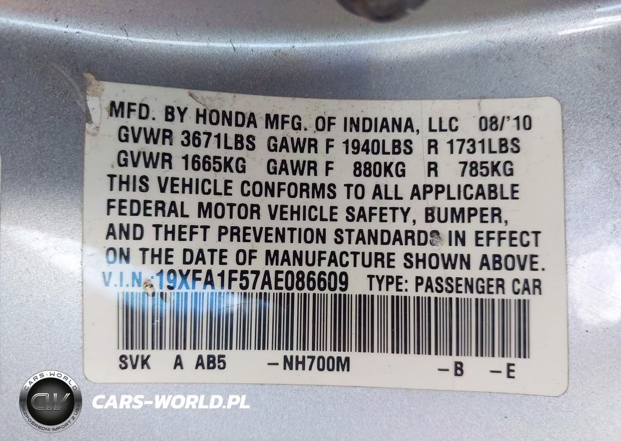 2010 Honda Civic Lx VIN:19XFA1F57AE086609 - 9