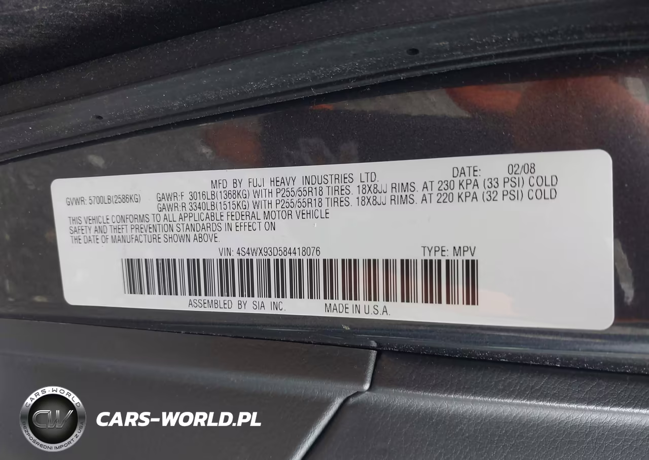 2008 Subaru Tribeca Limited 5-Passenger VIN:4S4WX93D584418076 - 9