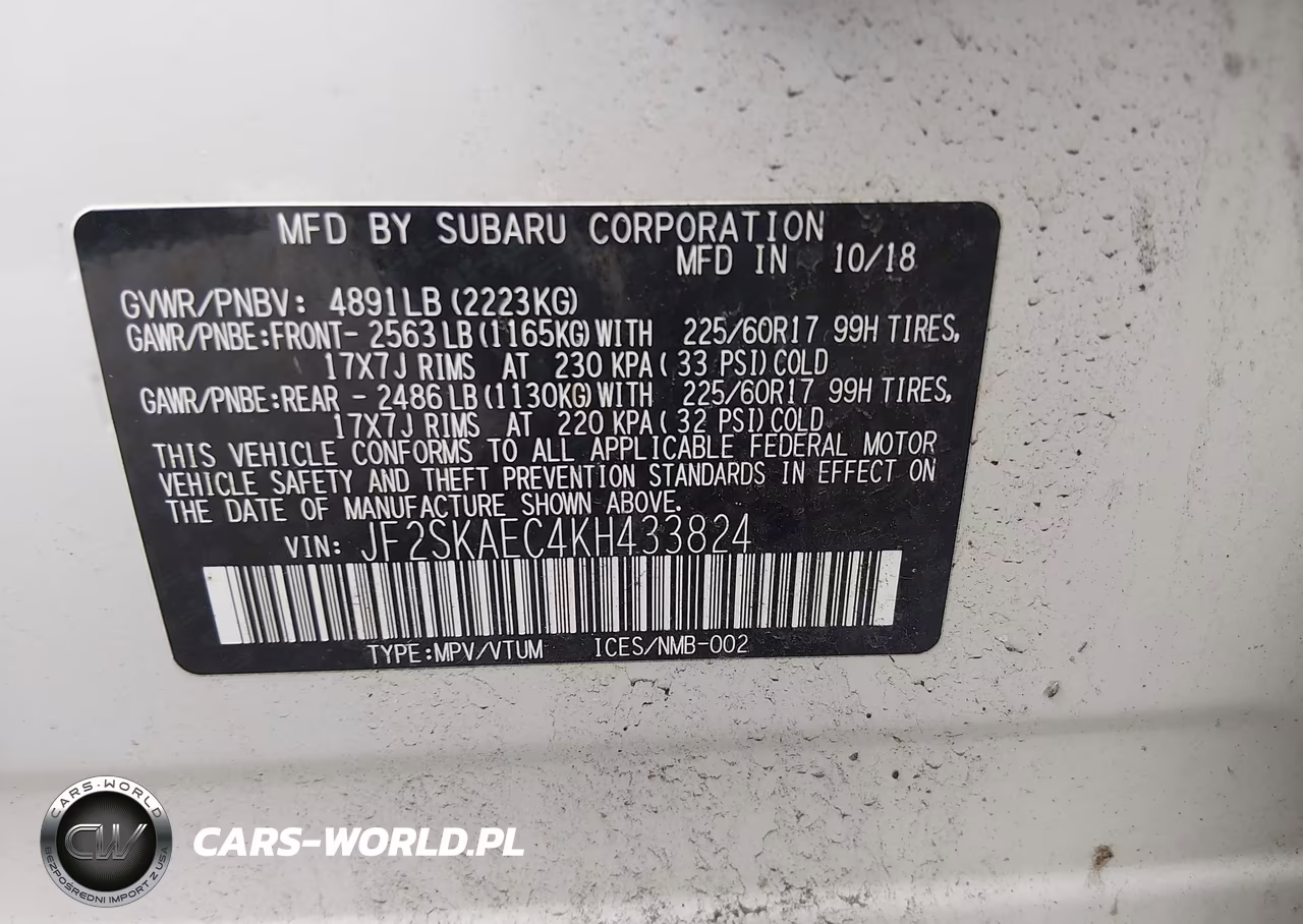 2019 Subaru Forester Premium VIN:JF2SKAEC4KH433824 - 9