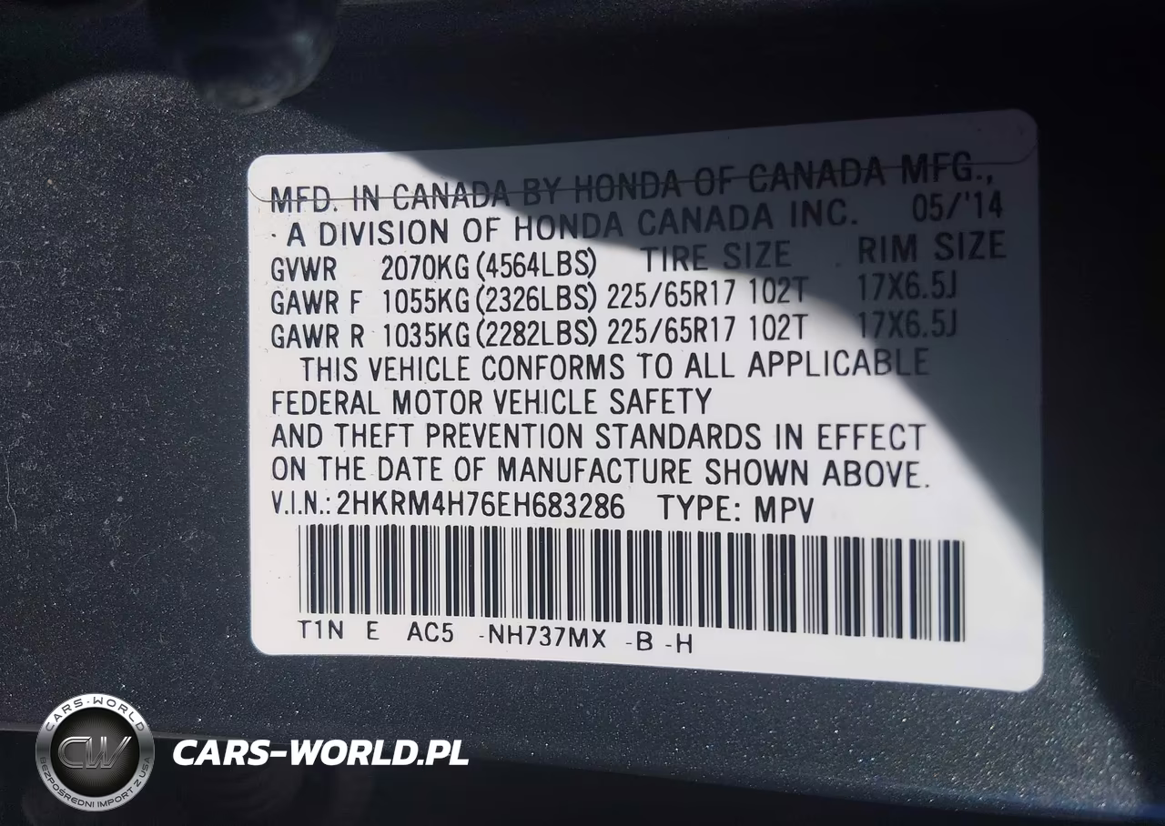 2014 Honda Cr-V Ex-L VIN:2HKRM4H76EH683286 - 9