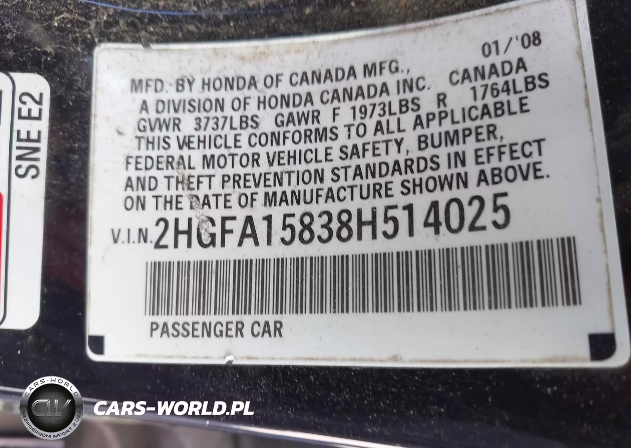 2008 Honda Civic Ex VIN:2HGFA15838H514025 - 9