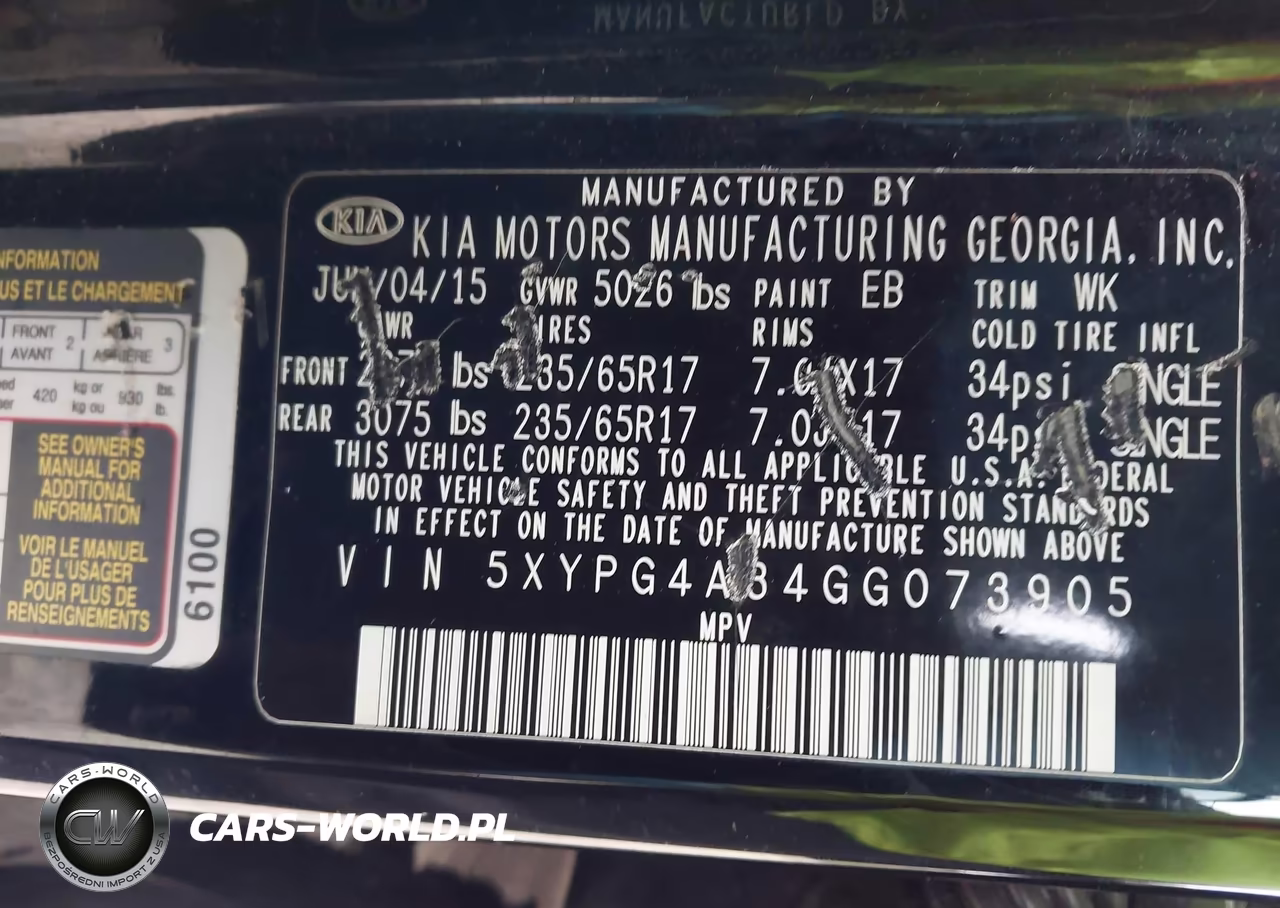 2016 Kia Sorento 2.4L Lx VIN:5XYPG4A34GG073905 - 9