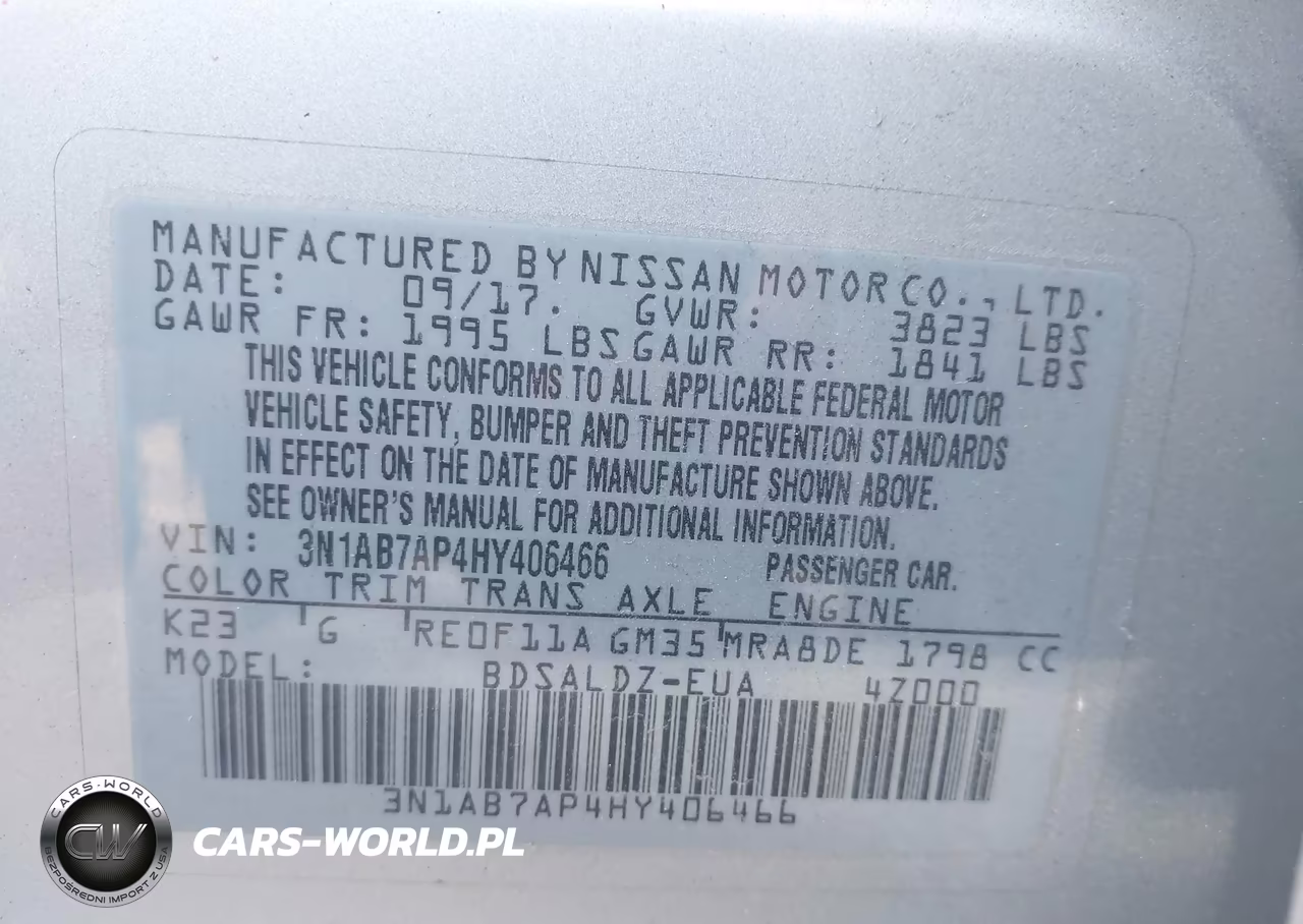 2017 Nissan Sentra Sv VIN:3N1AB7AP4HY406466 - 9
