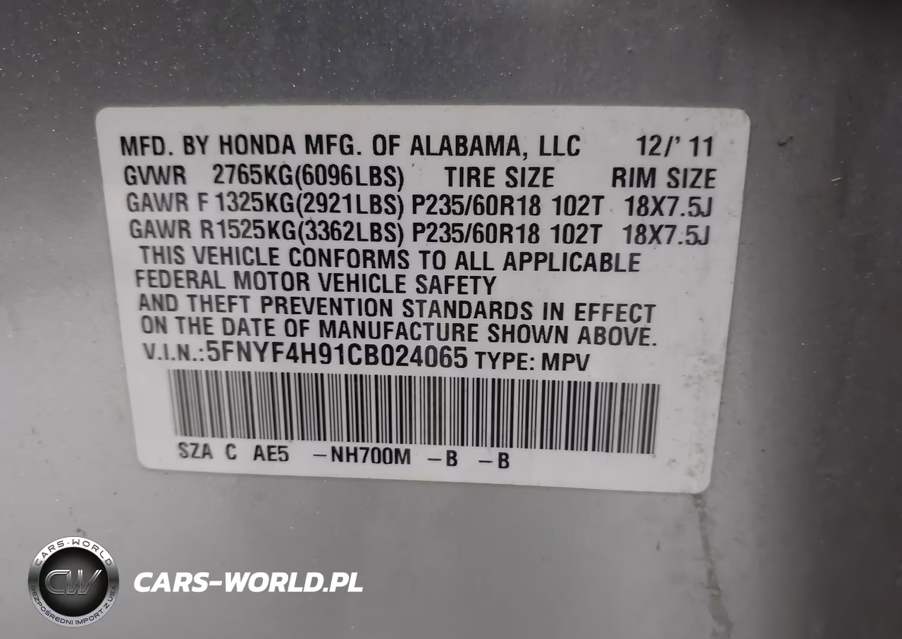 2012 Honda Pilot Touring VIN:5FNYF4H91CB024065 - 9