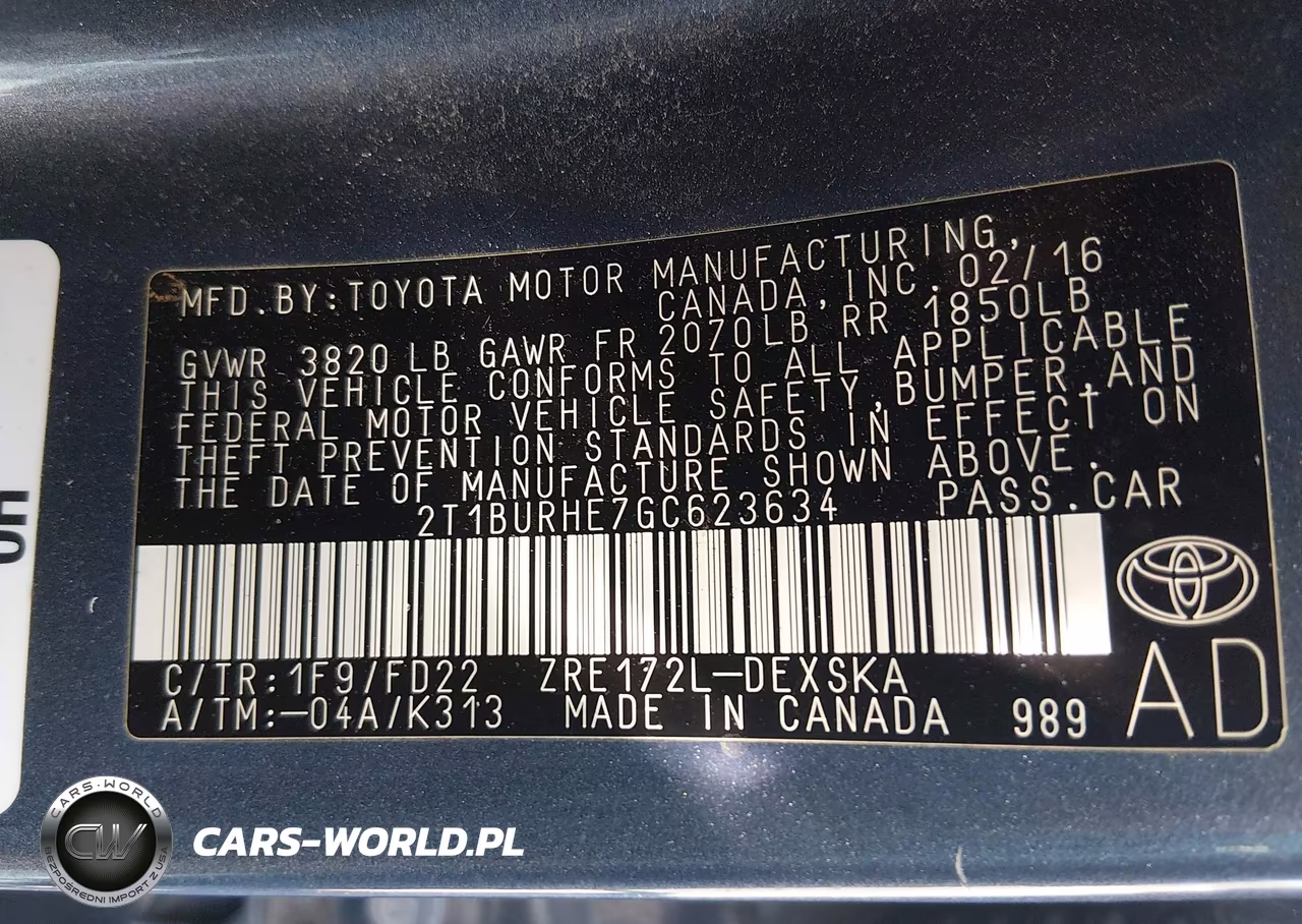 2016 Toyota Corolla S Plus VIN:2T1BURHE7GC623634 - 9