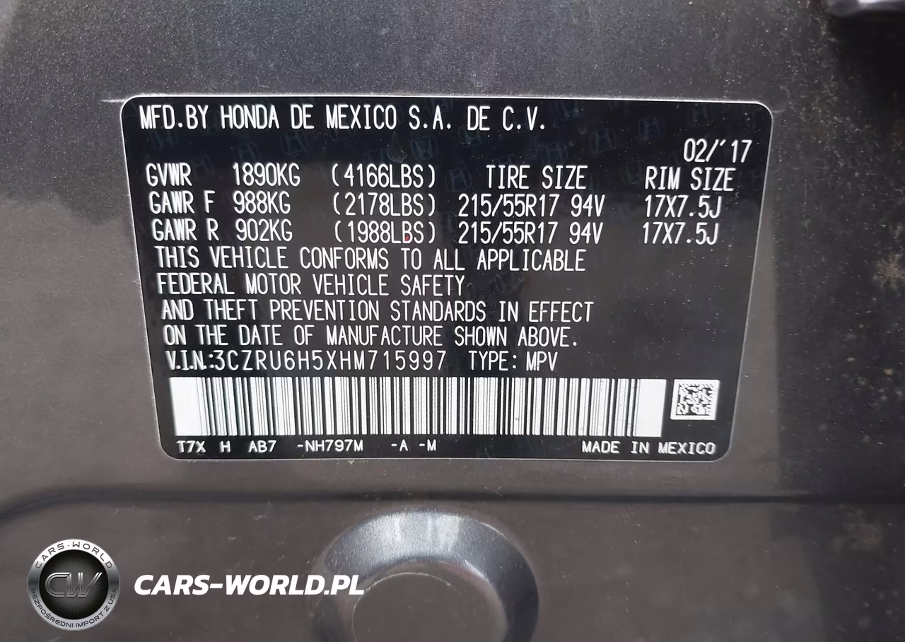 2017 Honda Hr-V Ex VIN:3CZRU6H5XHM715997 - 9