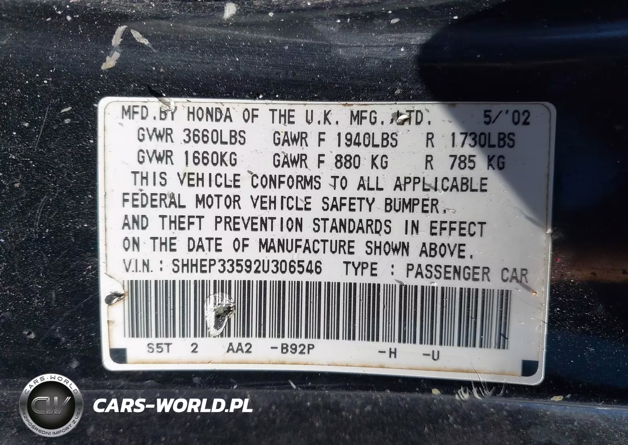 2002 Honda Civic Si VIN:SHHEP33592U306546 - 9