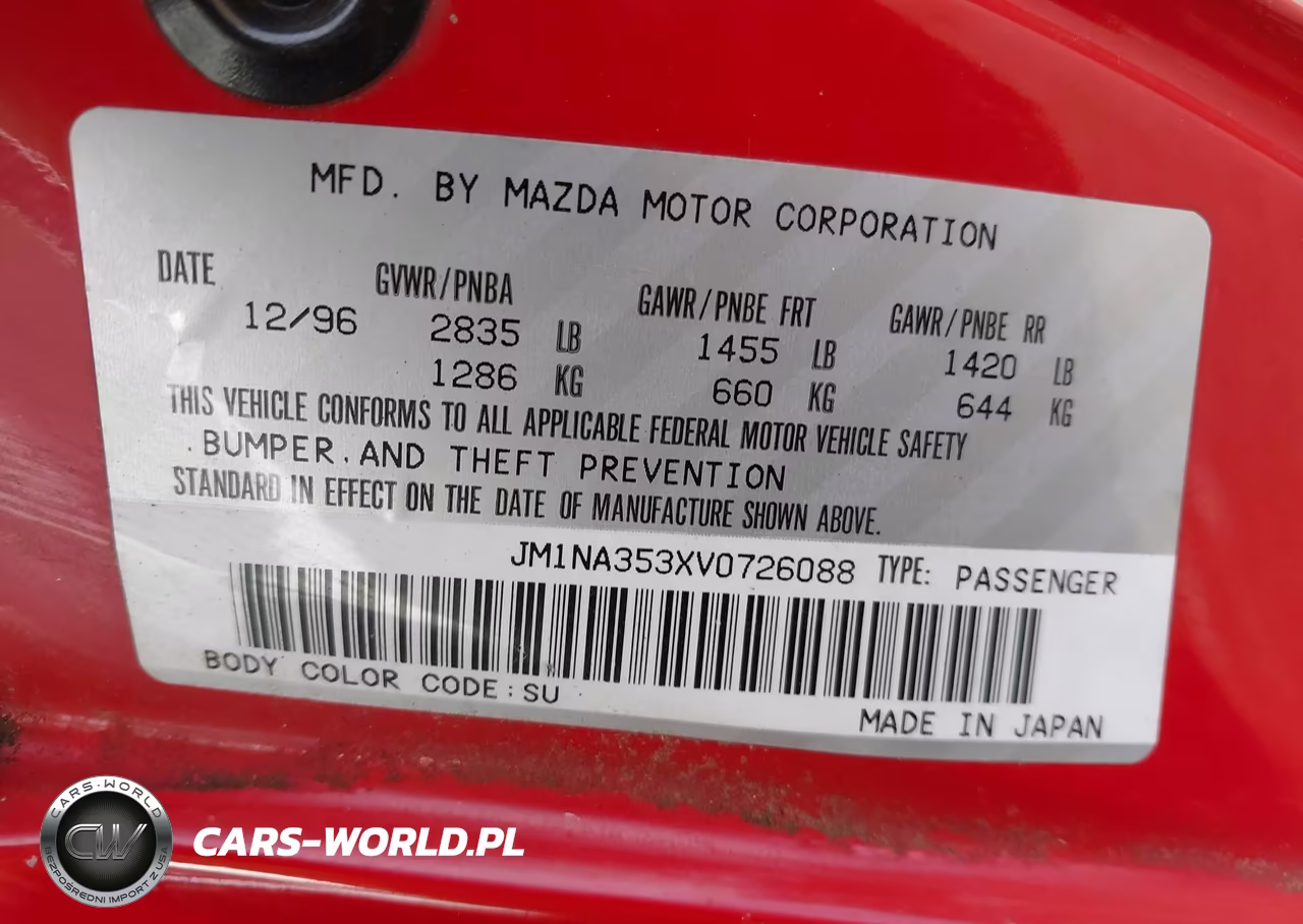1997 Mazda Mx-5 Miata Leather Pkg-M Edition-Popular Equipment Pkg-R Pkg.-Sto-Touring Pkg VIN:JM1NA353XV0726088 - 9