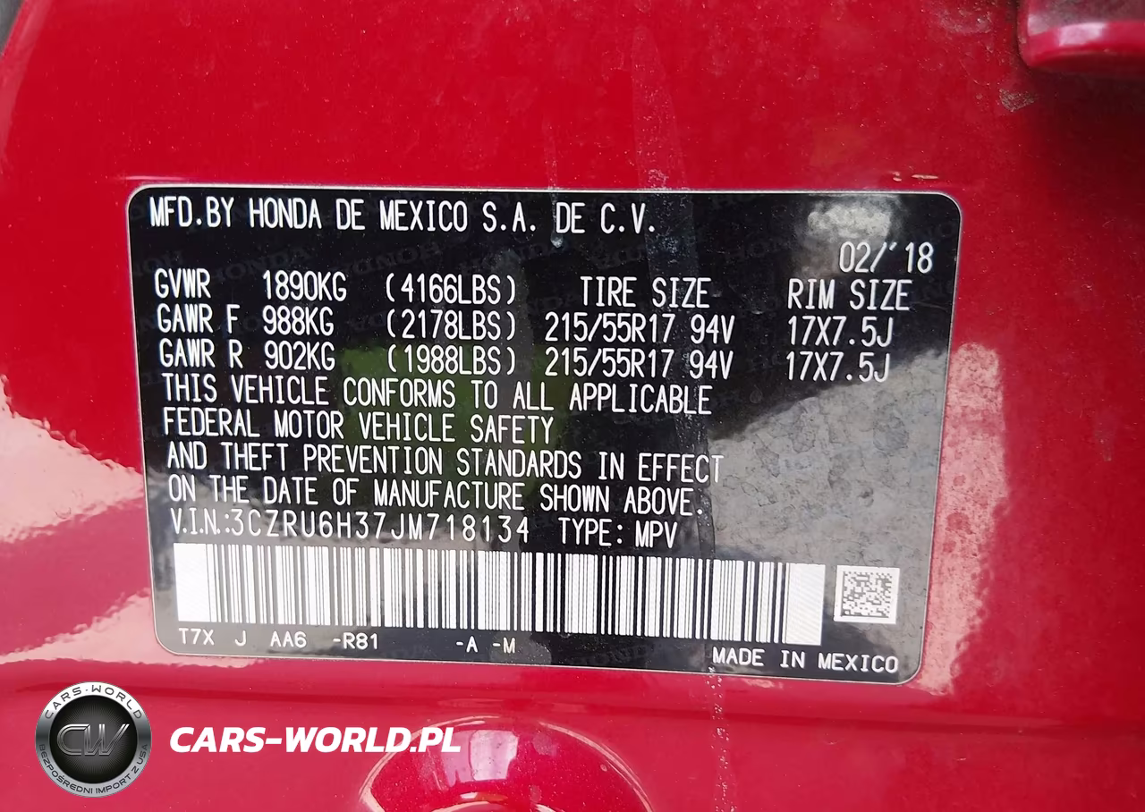 2018 Honda Hr-V Lx VIN:3CZRU6H37JM718134 - 9