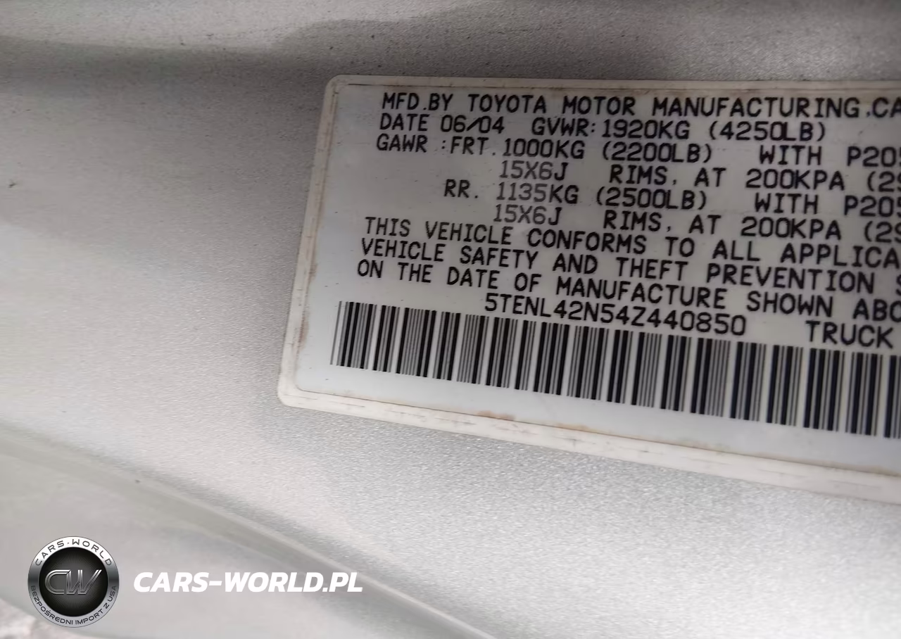 2004 Toyota Tacoma VIN:5TENL42N54Z440850 - 9