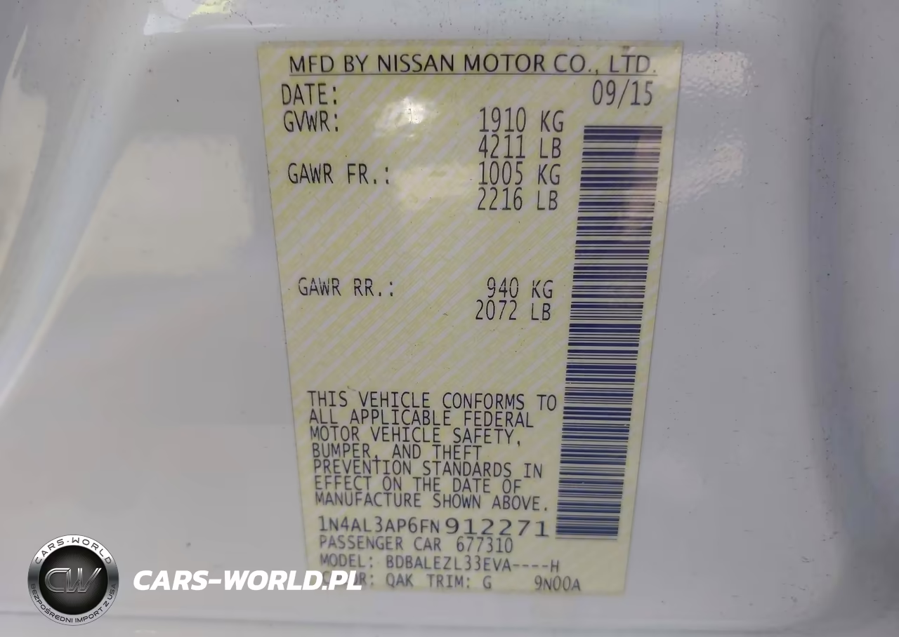 2015 Nissan Altima 2.5 S VIN:1N4AL3AP6FN912271 - 9