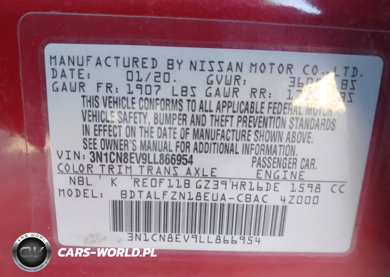 2020 Nissan Versa Sv Xtronic Cvt VIN:3N1CN8EV9LL866954 - 9