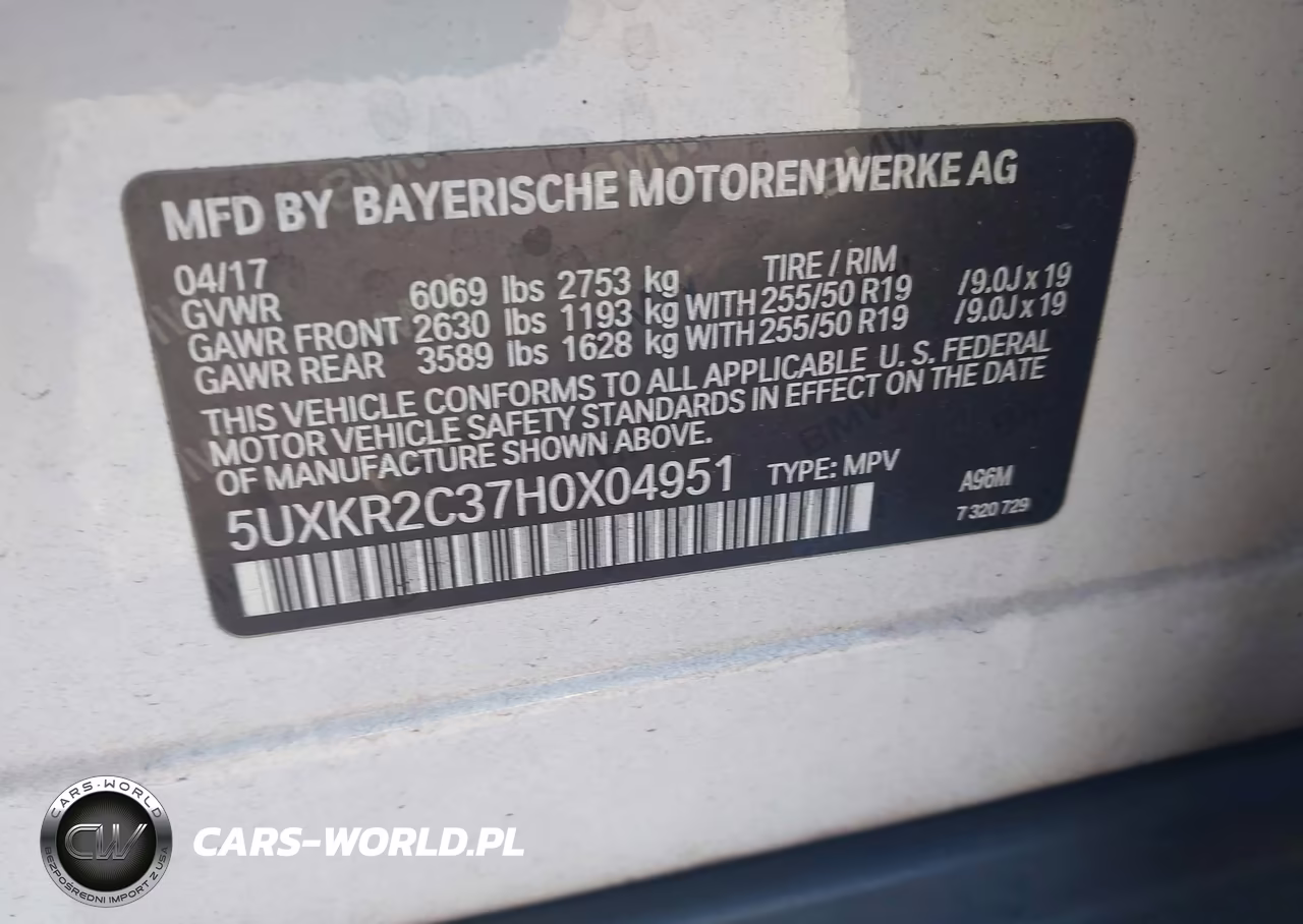 2017 BMW X5 Sdrive35I VIN:5UXKR2C37H0X04951 - 9