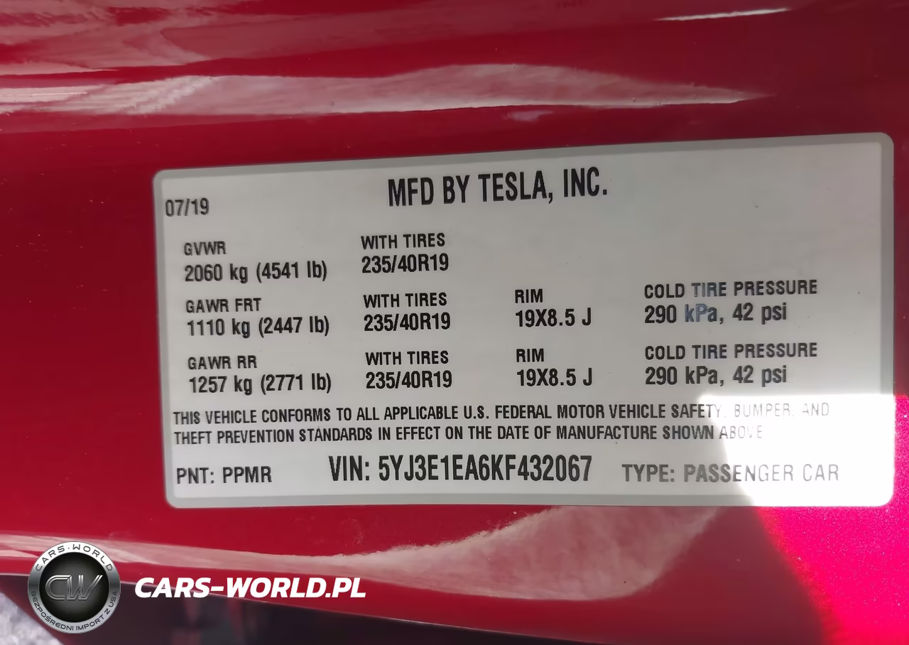 2019 Tesla Model 3 Long Range-Mid Range-Standard Range-Standard Range Plus VIN:5YJ3E1EA6KF432067 - 9