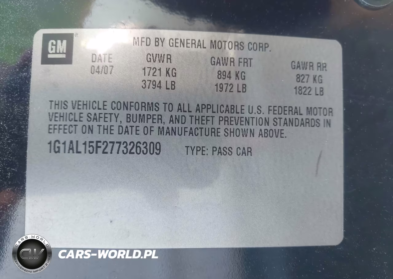 2007 Chevrolet Cobalt Lt VIN:1G1AL15F277326309 - 9