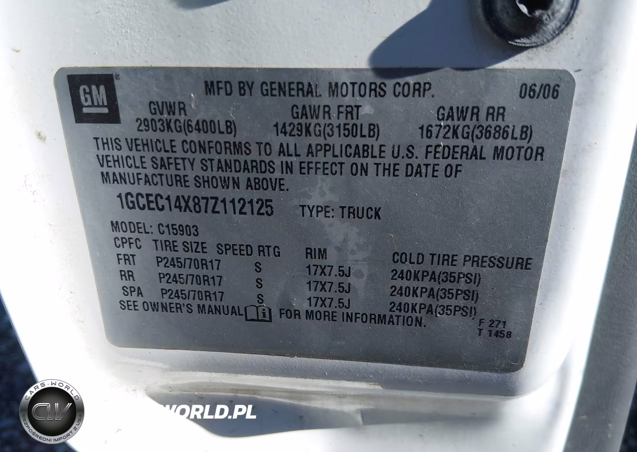 2007 Chevrolet Silverado 1500 Classic Work Truck VIN:1GCEC14X87Z112125 - 9